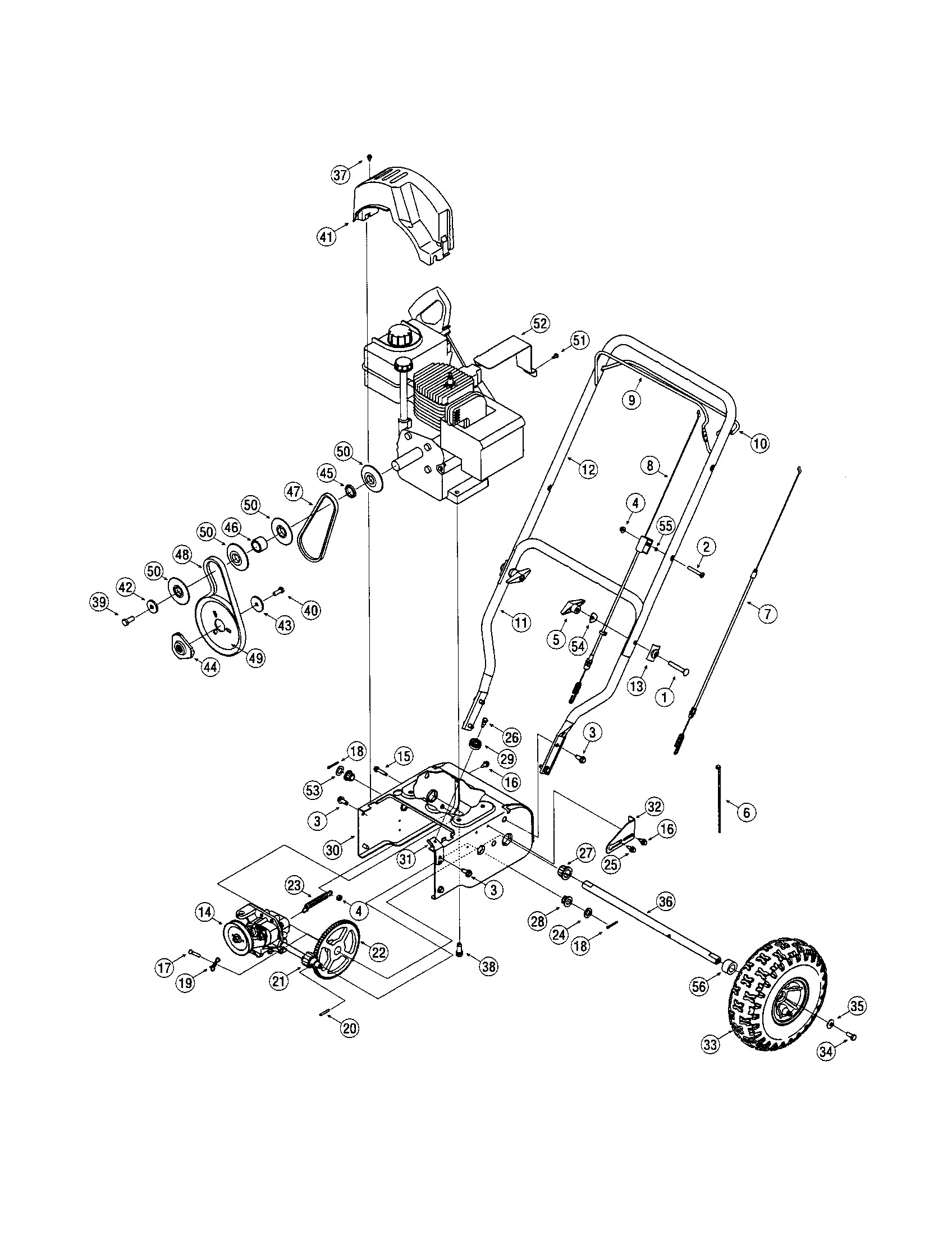 Craftsman 247885550 handle/drive housing diagram