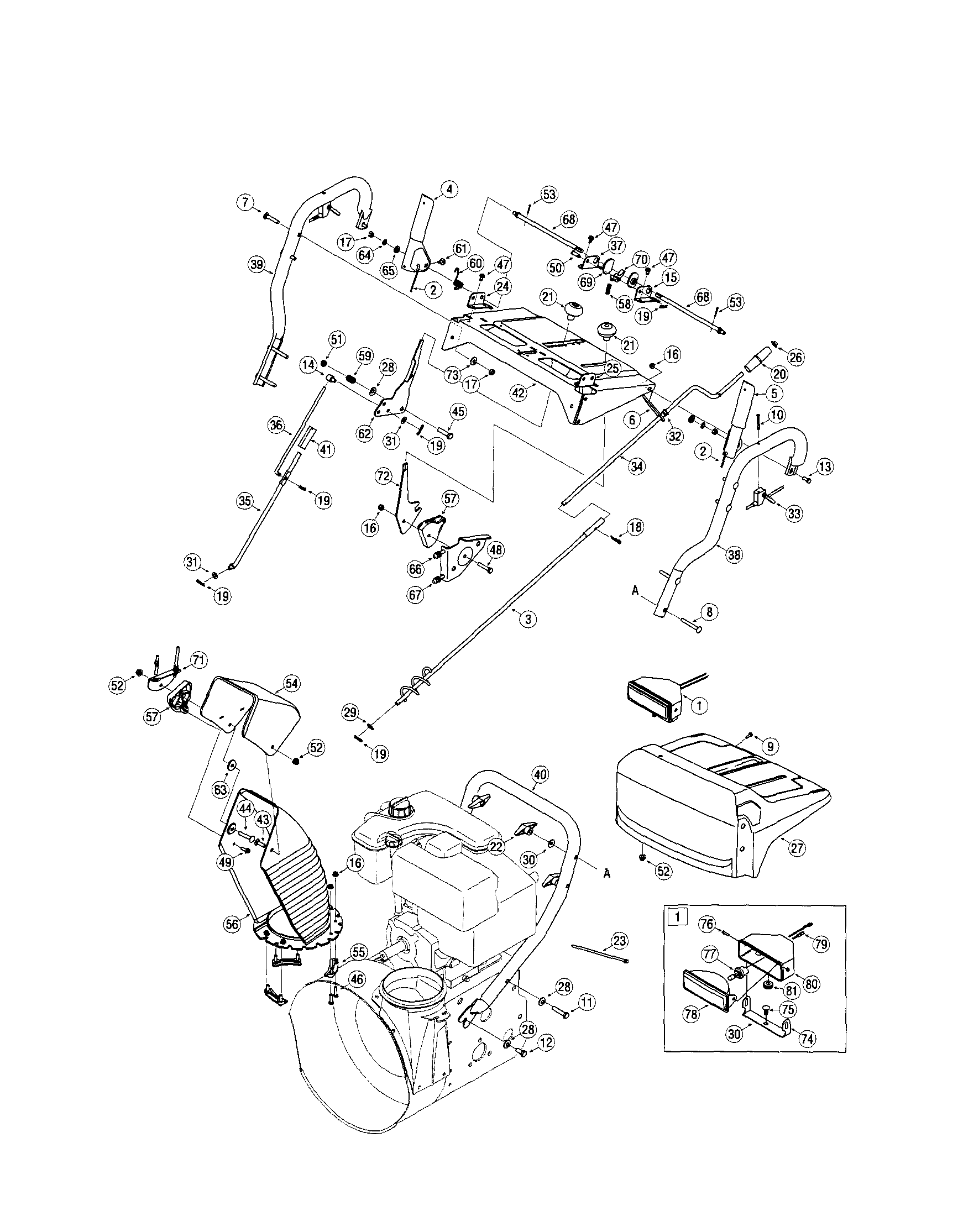 Craftsman 24788033 handle panel/chutes diagram