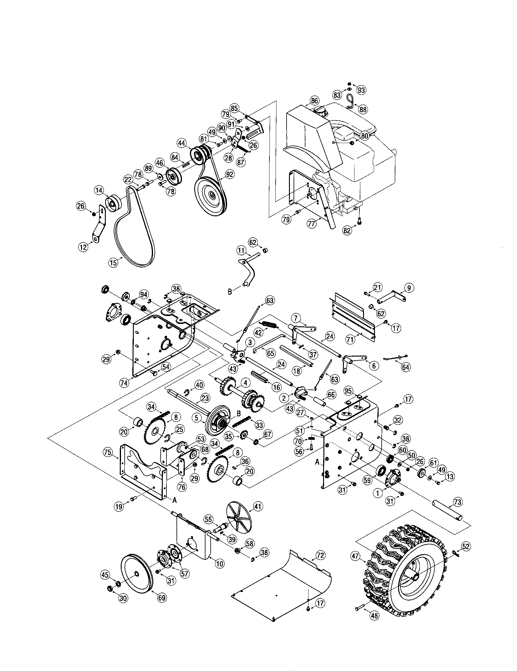 Craftsman 24788033 steering drive/wheel diagram