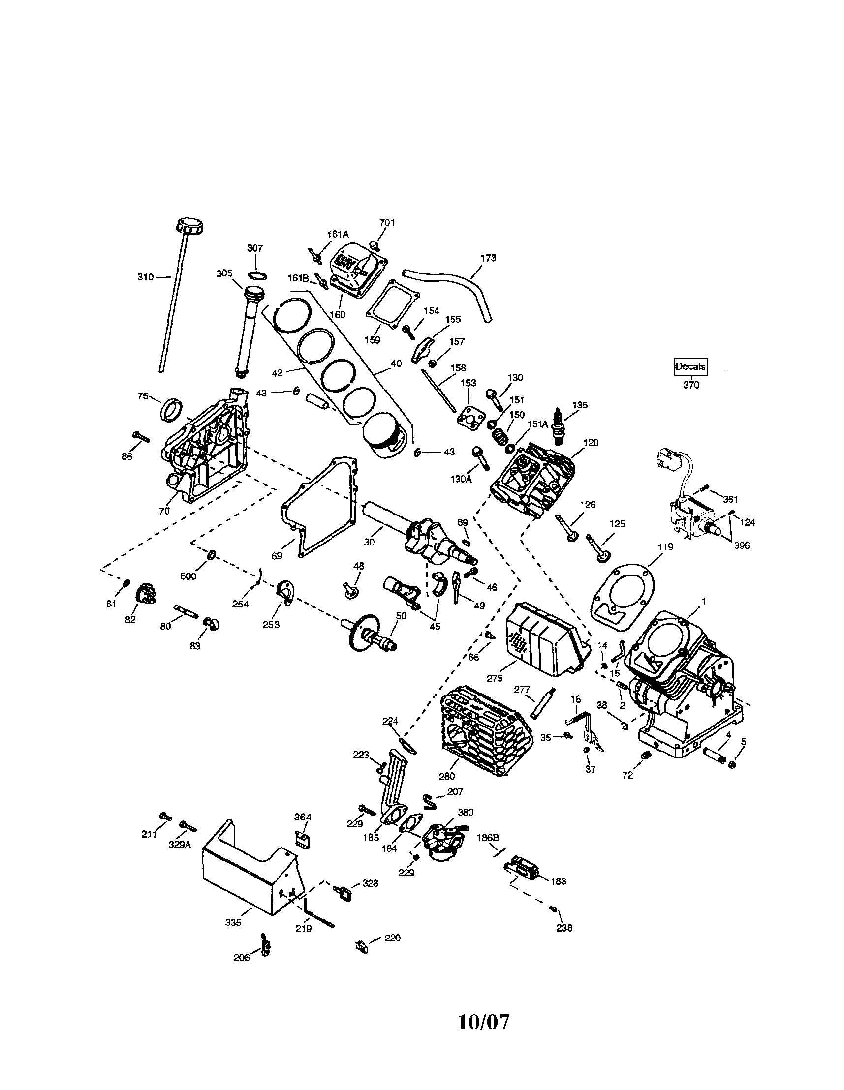 Craftsman 247883700 cylinder/crankshaft/heat shield diagram