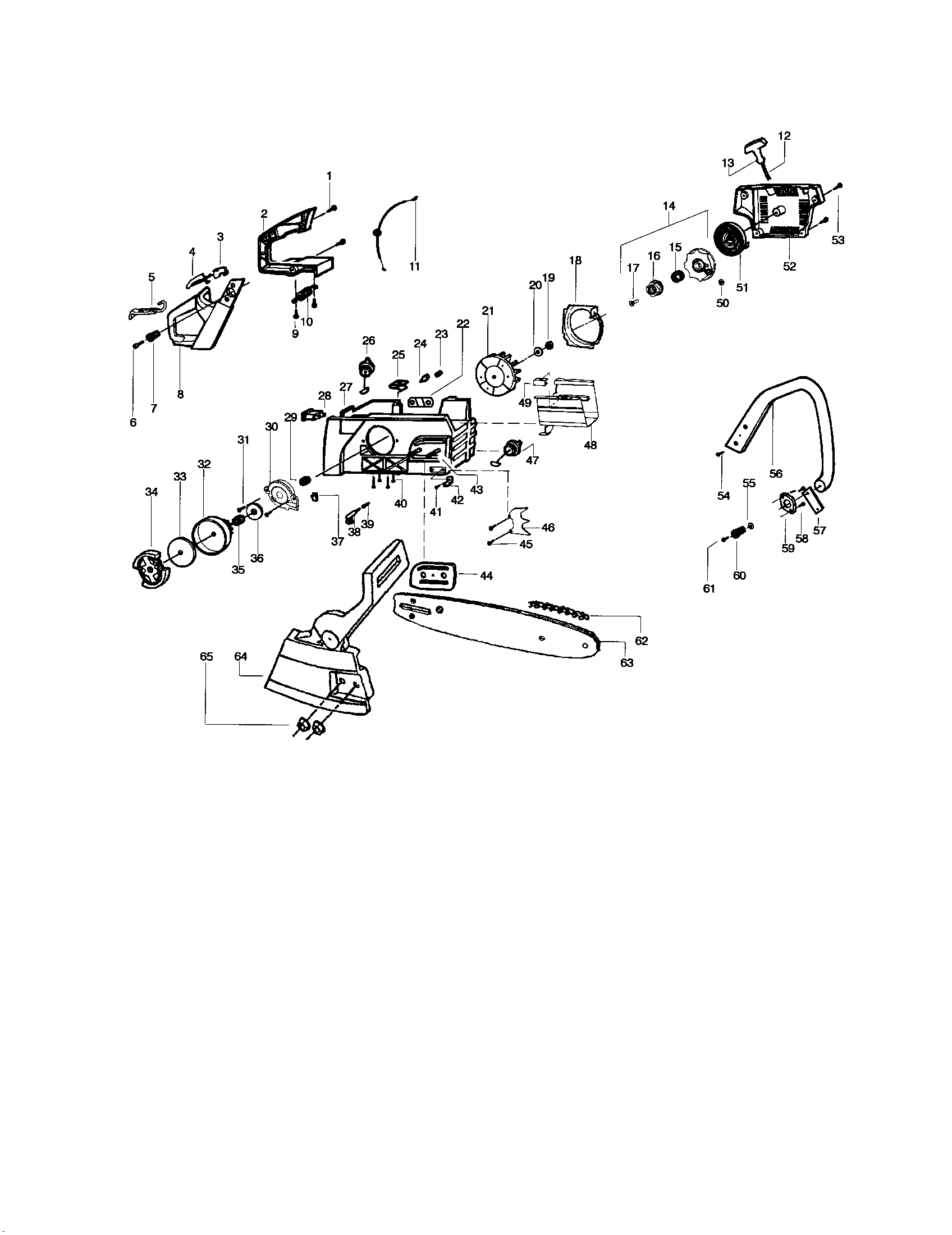 Poulan PP4620AV chassis/bar/handle diagram