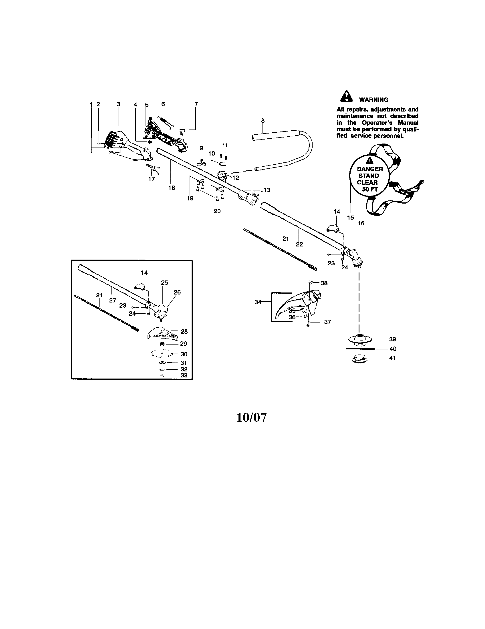 Craftsman 358795820 driveshaft/handle/shield diagram
