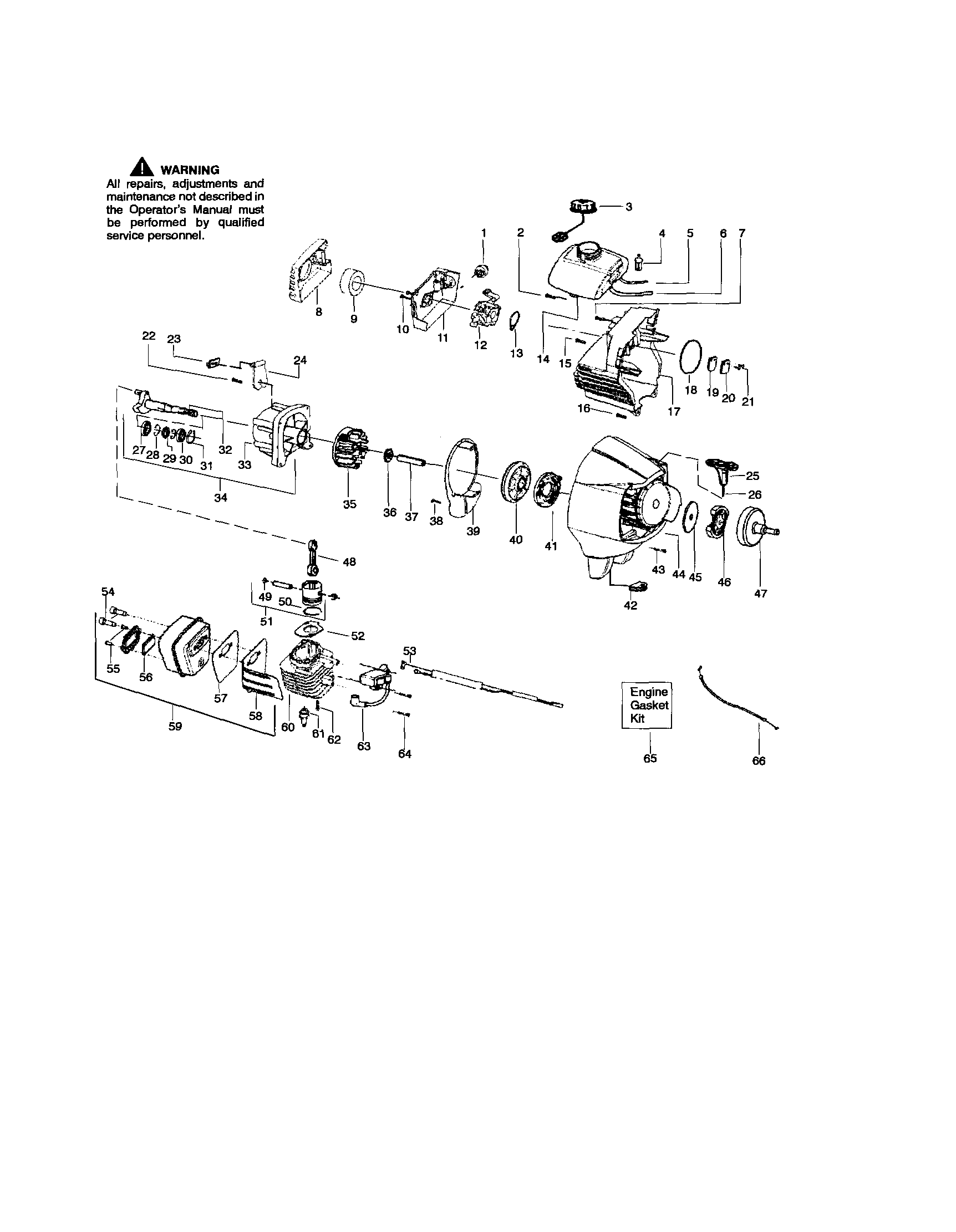Craftsman 358795820 cylinder/crankshaft/crankcase diagram