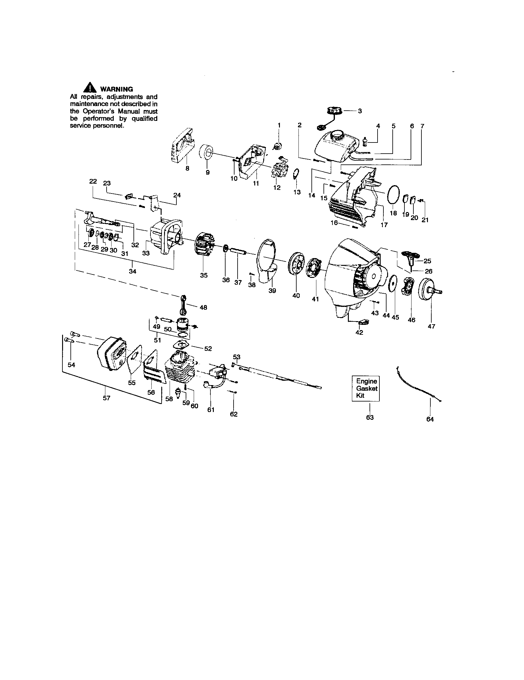Craftsman 358795811 cylinder/crankshaft/crankcase diagram