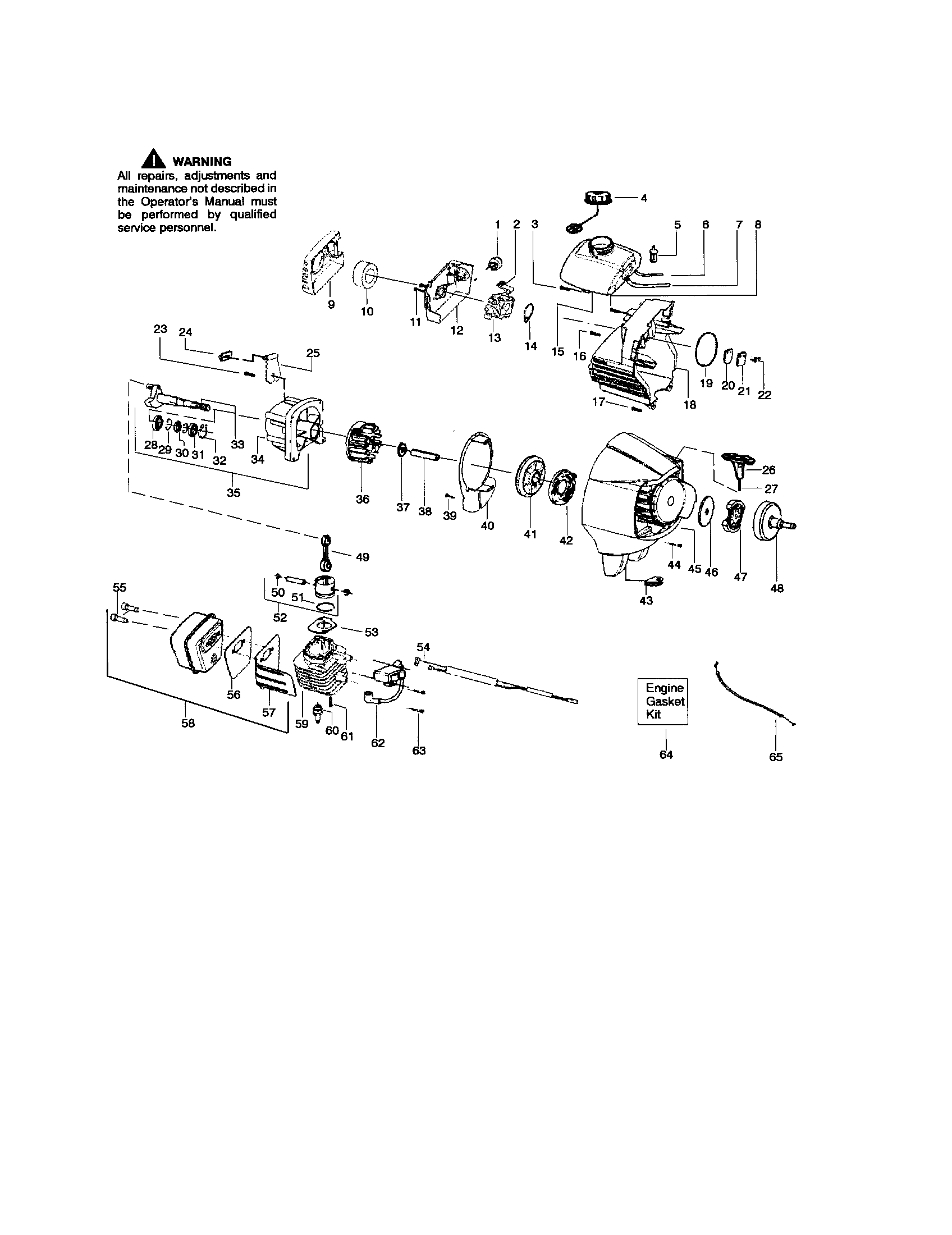 Craftsman 358791041 cylinder/crankshaft/crankcase diagram