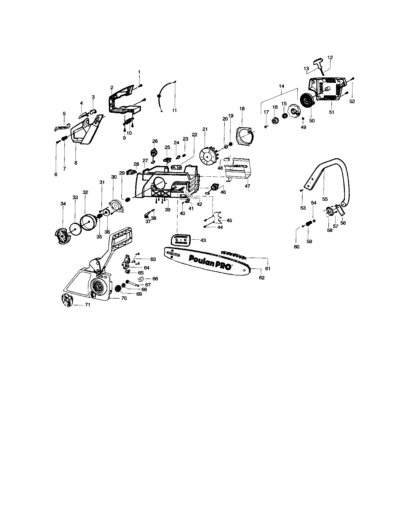 Craftsman 358350240 chassis/bar/handle diagram