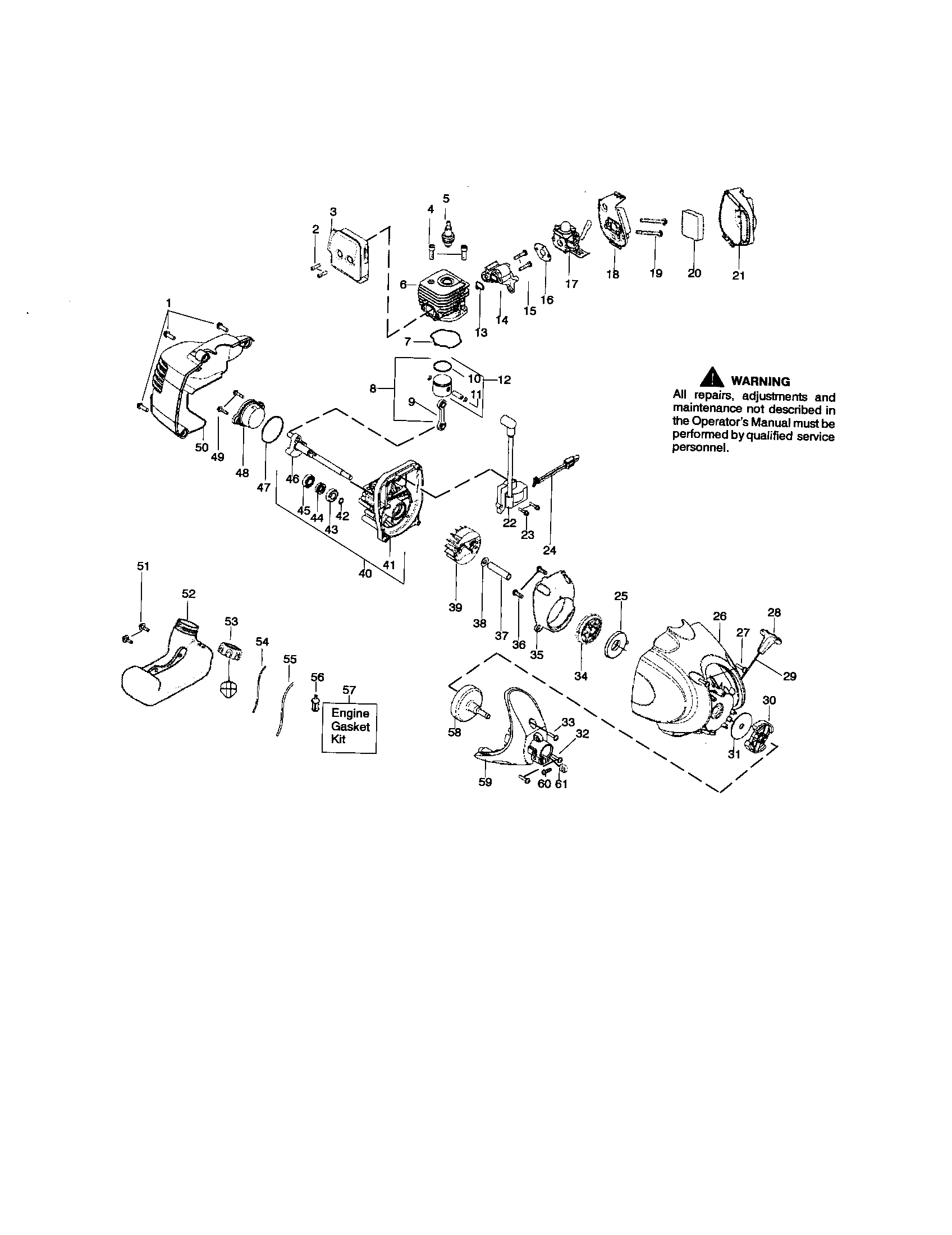 Craftsman 944516560 cylinder/crankshaft/crankcase diagram