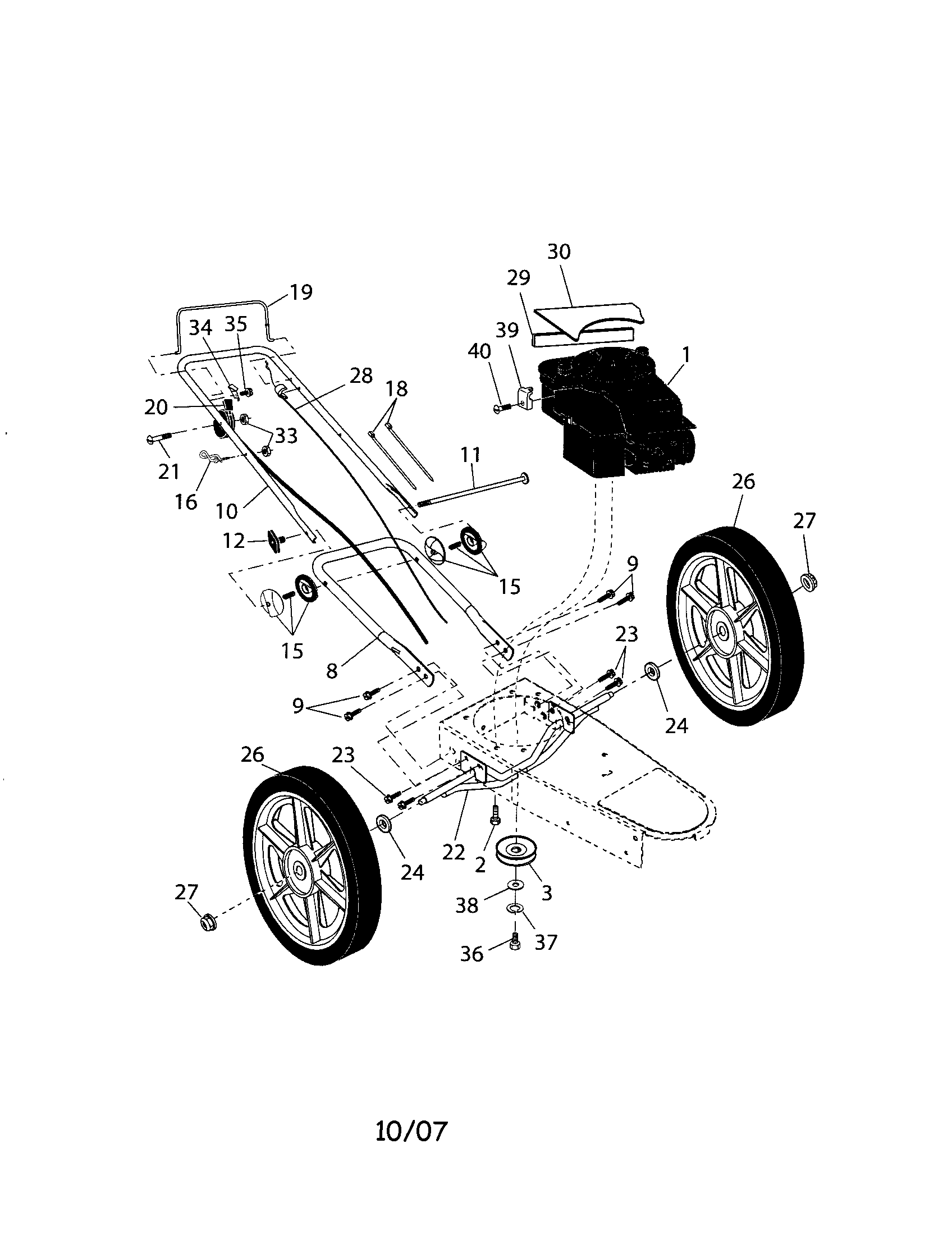 Craftsman 917773711 wheels/handle/engine diagram