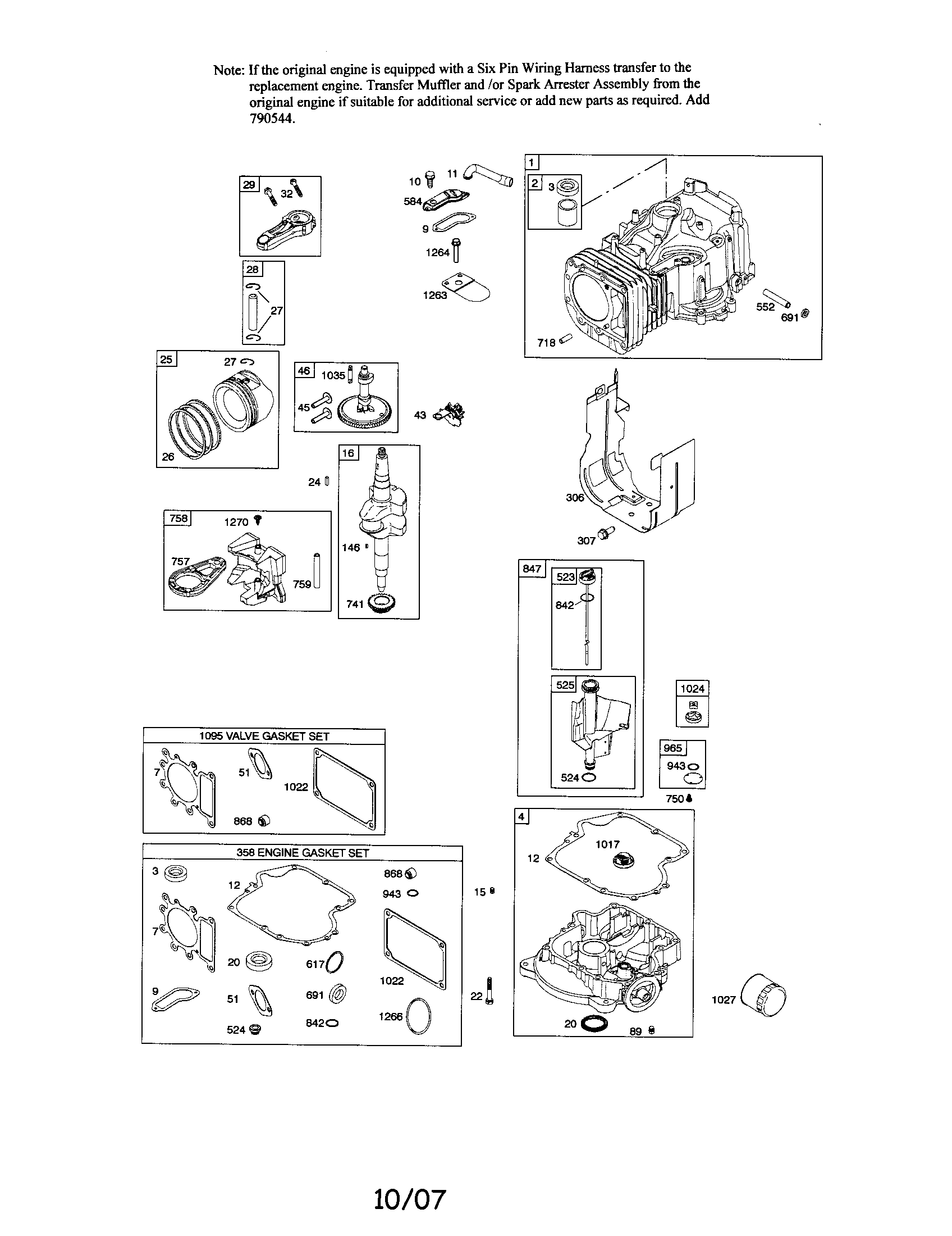 Ariens A175BG42 (96016002102) cylinder/crankshaft/sump diagram