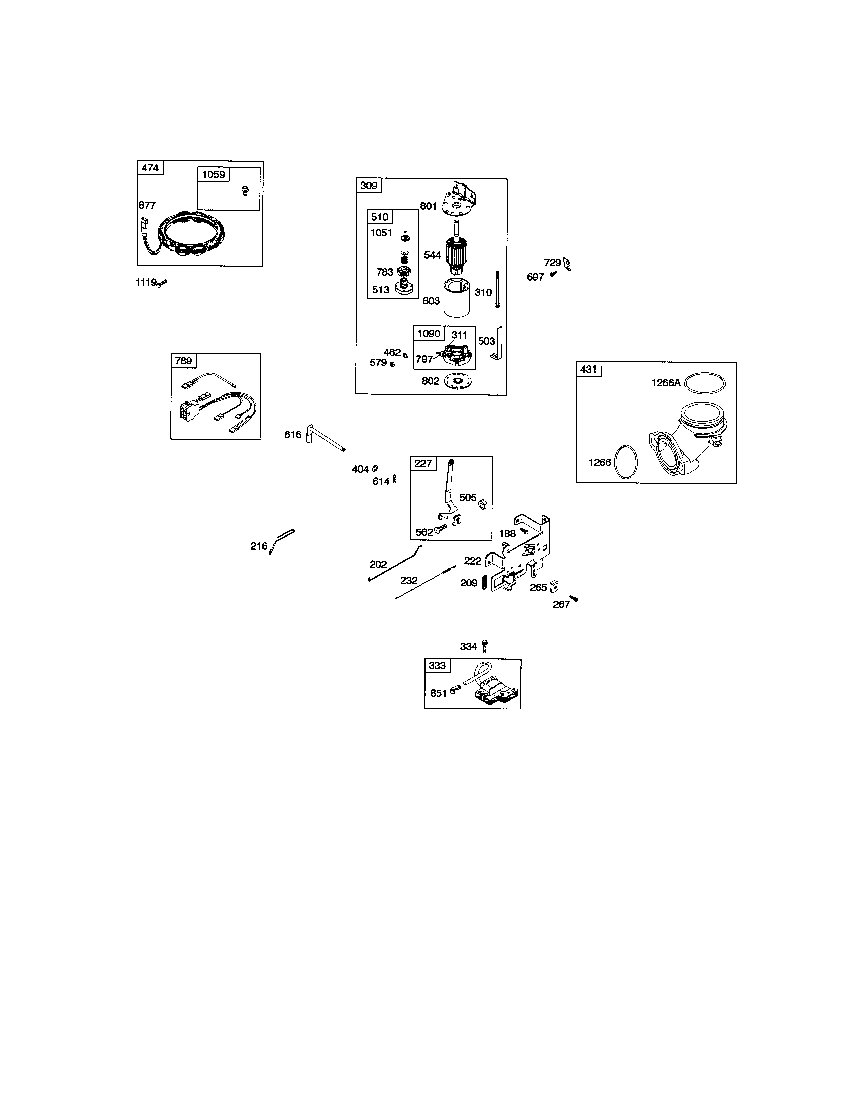 Ariens A175BG42 (96016002102) motor-starter/alternator diagram