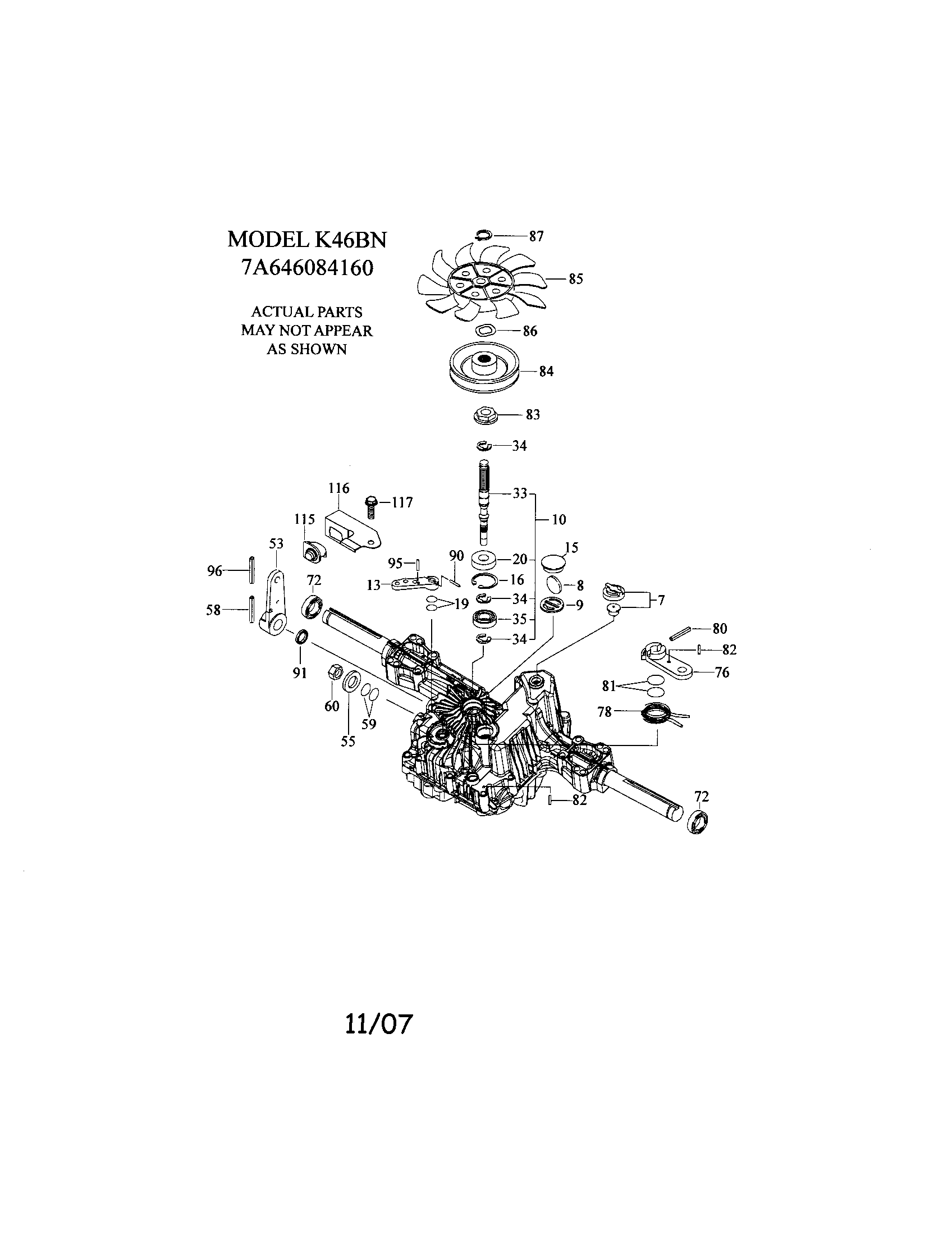 Craftsman 917276846 transaxle diagram