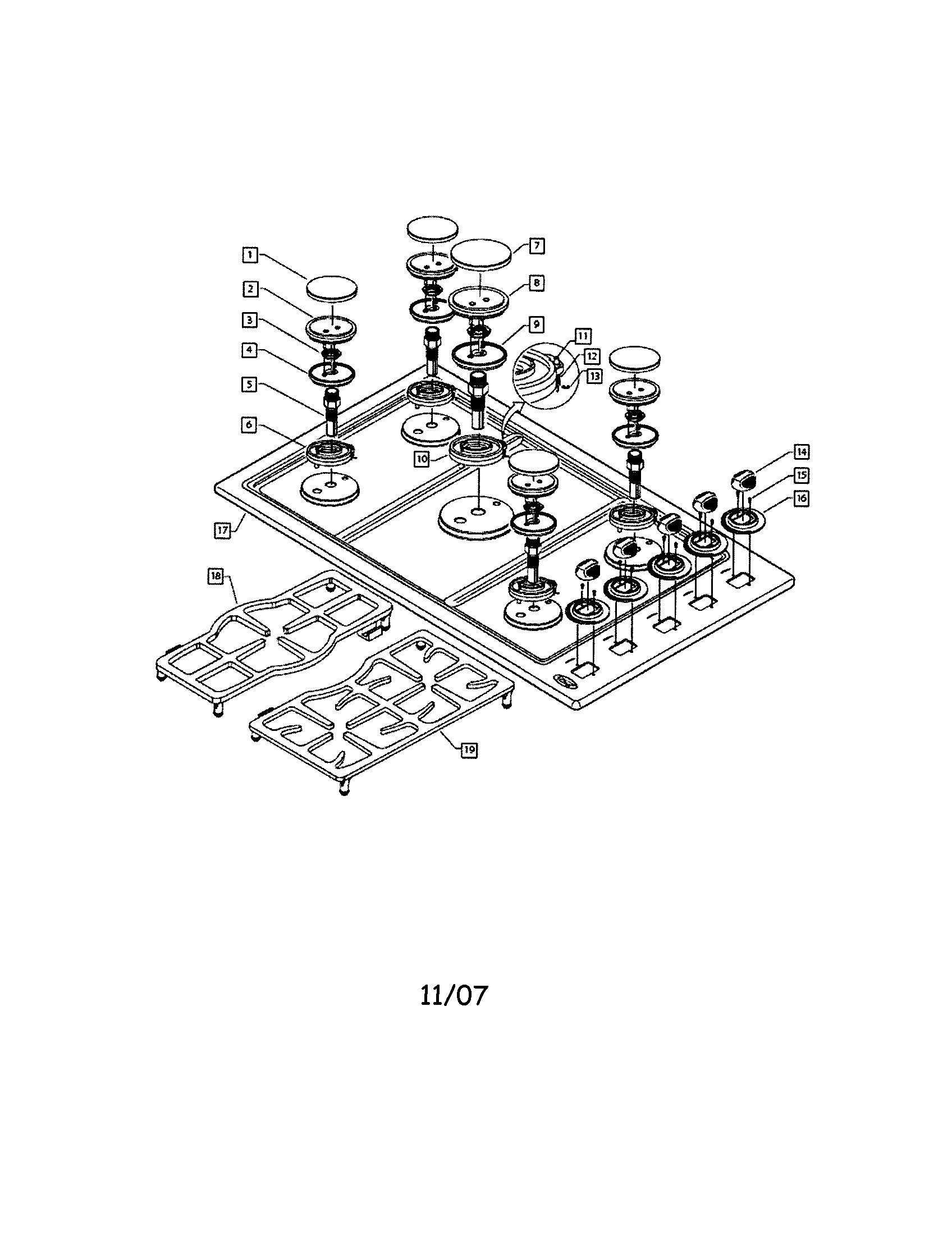 DCS CTD-365-70692 cooktop diagram