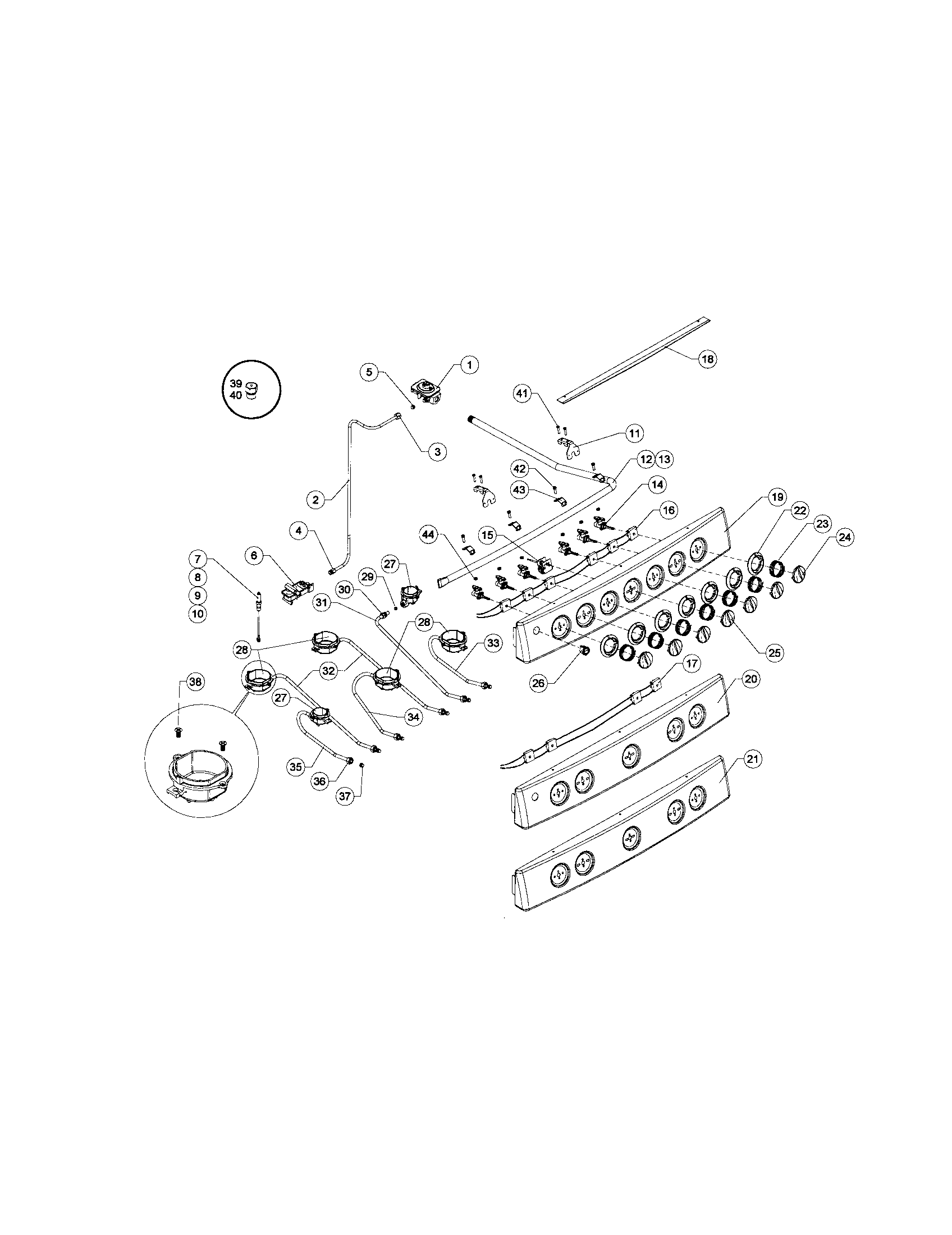 Sunbeam SNS3GMNSA valves and control panel diagram