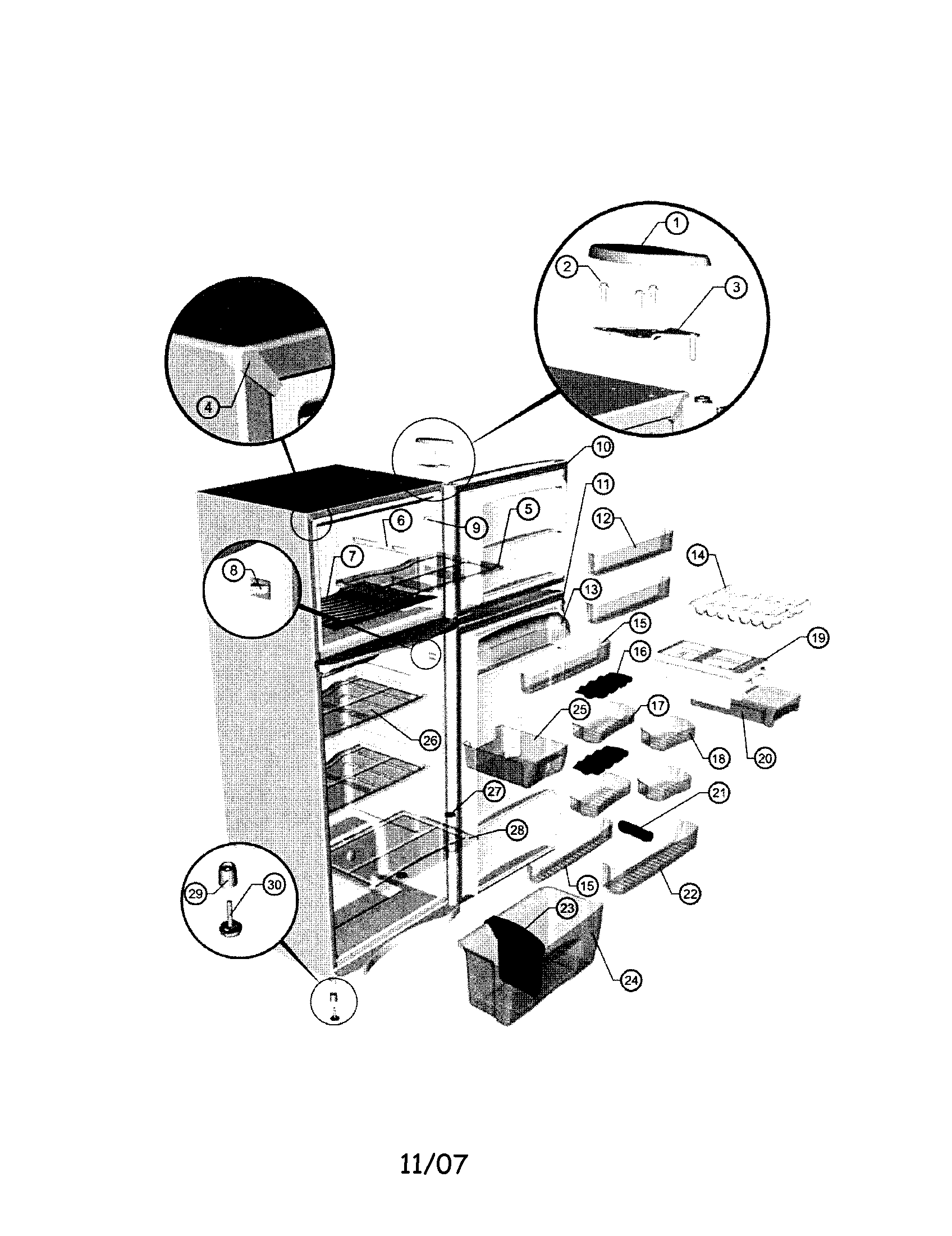 Sunbeam SNR14TFPA internal accessories diagram