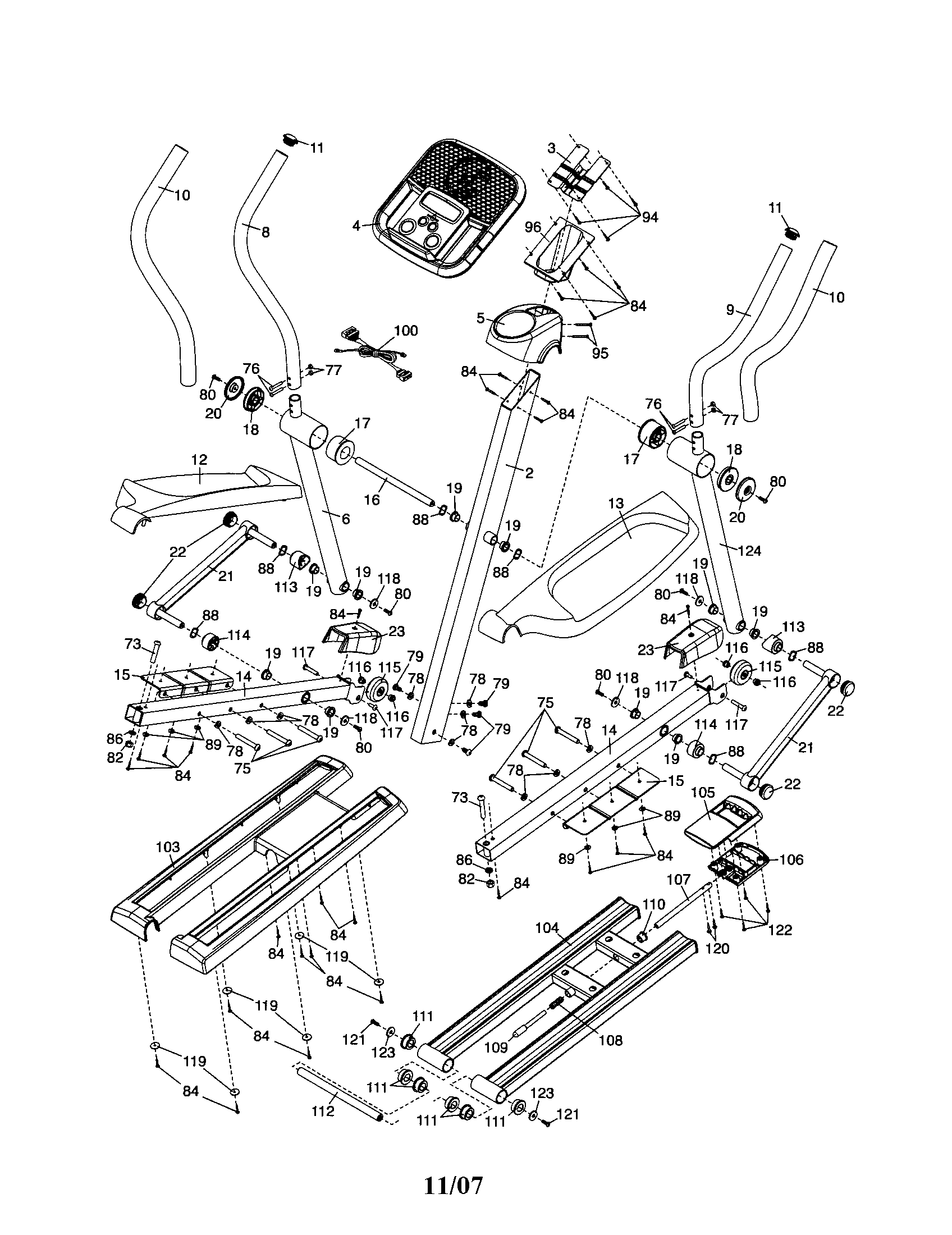 Proform 831237440 console/uprights/pedals diagram