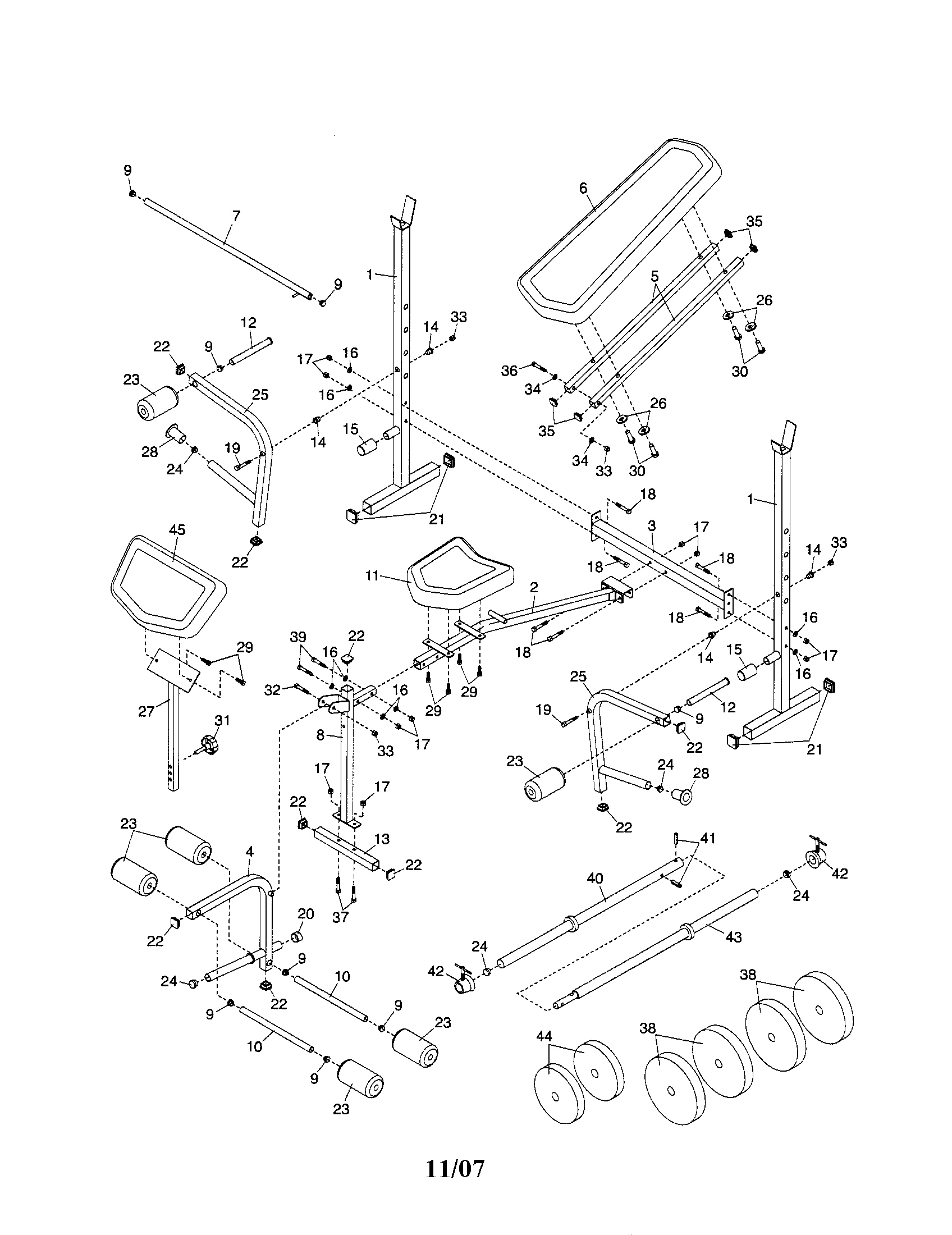 Weider 831157910 weight bench diagram