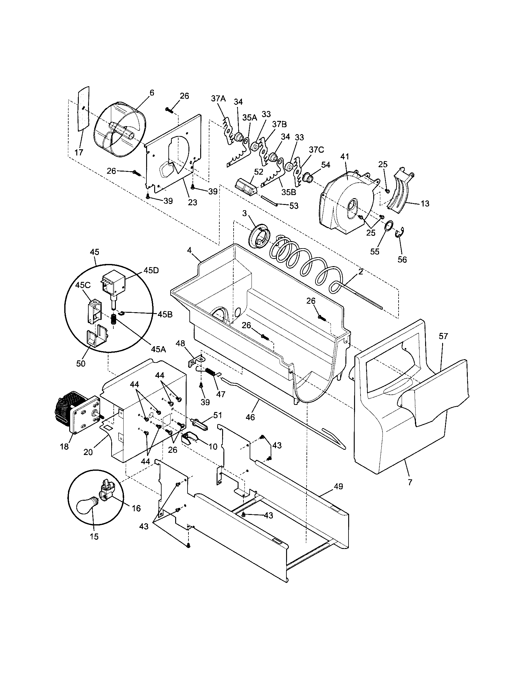 Frigidaire FRS26KF6EMA ice container diagram