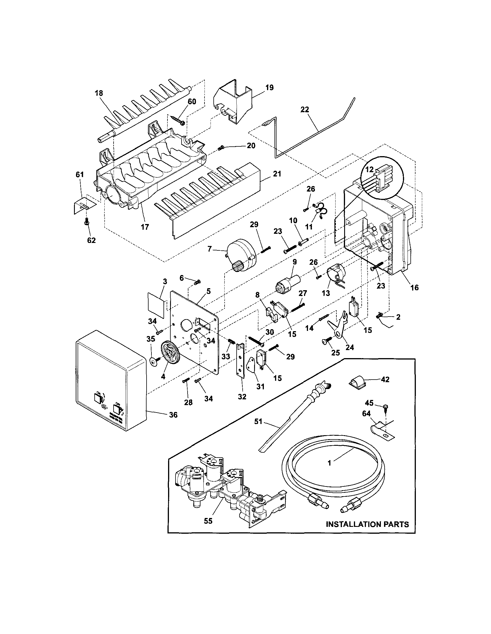 Frigidaire FRS26KF6EMA ice maker diagram