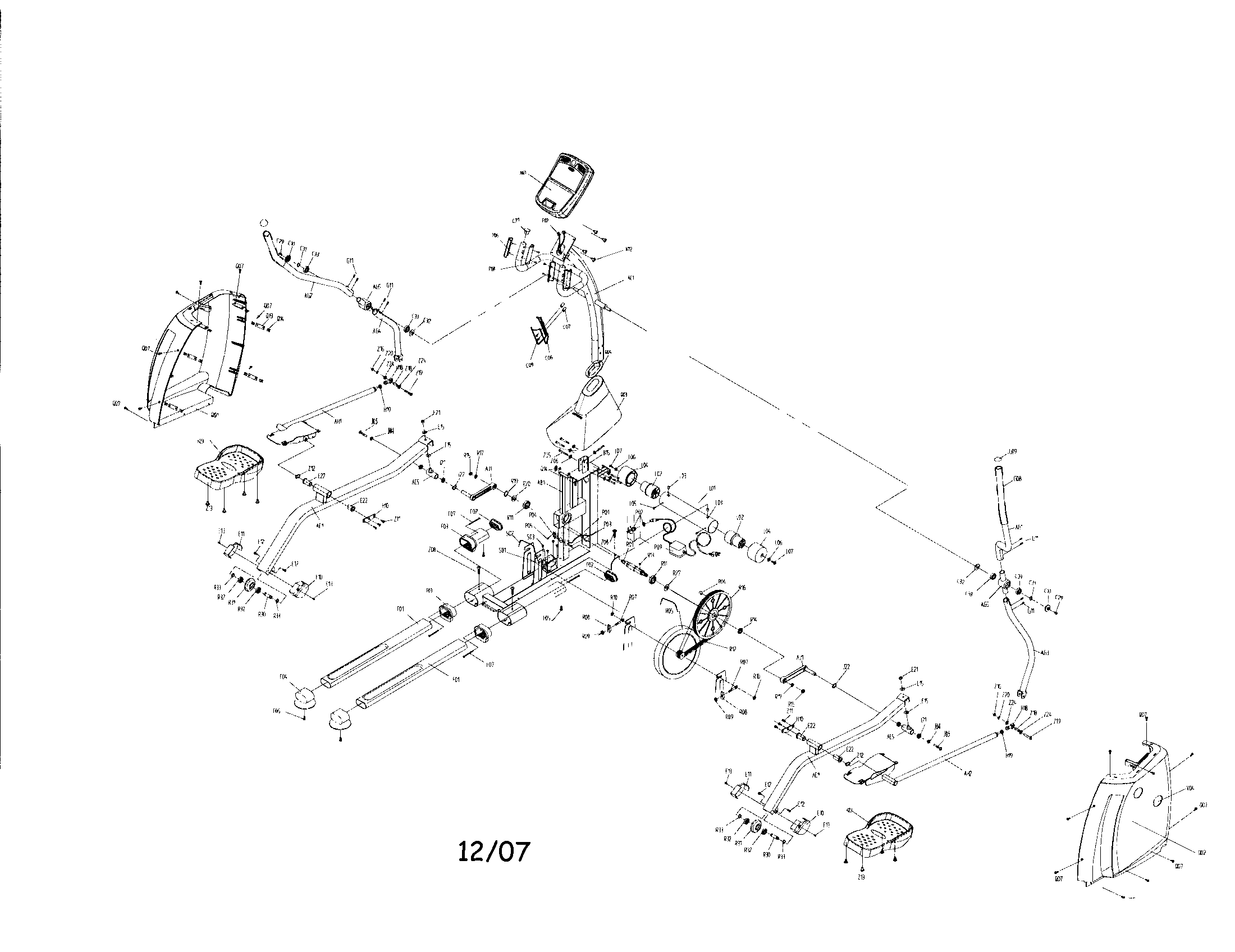 Horizon E700 elliptical diagram
