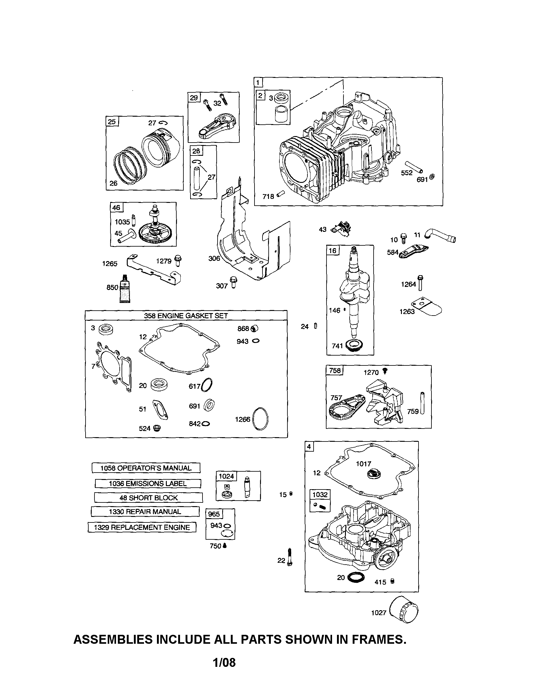 Craftsman 917289101 cylinder/crankshaft/sump diagram