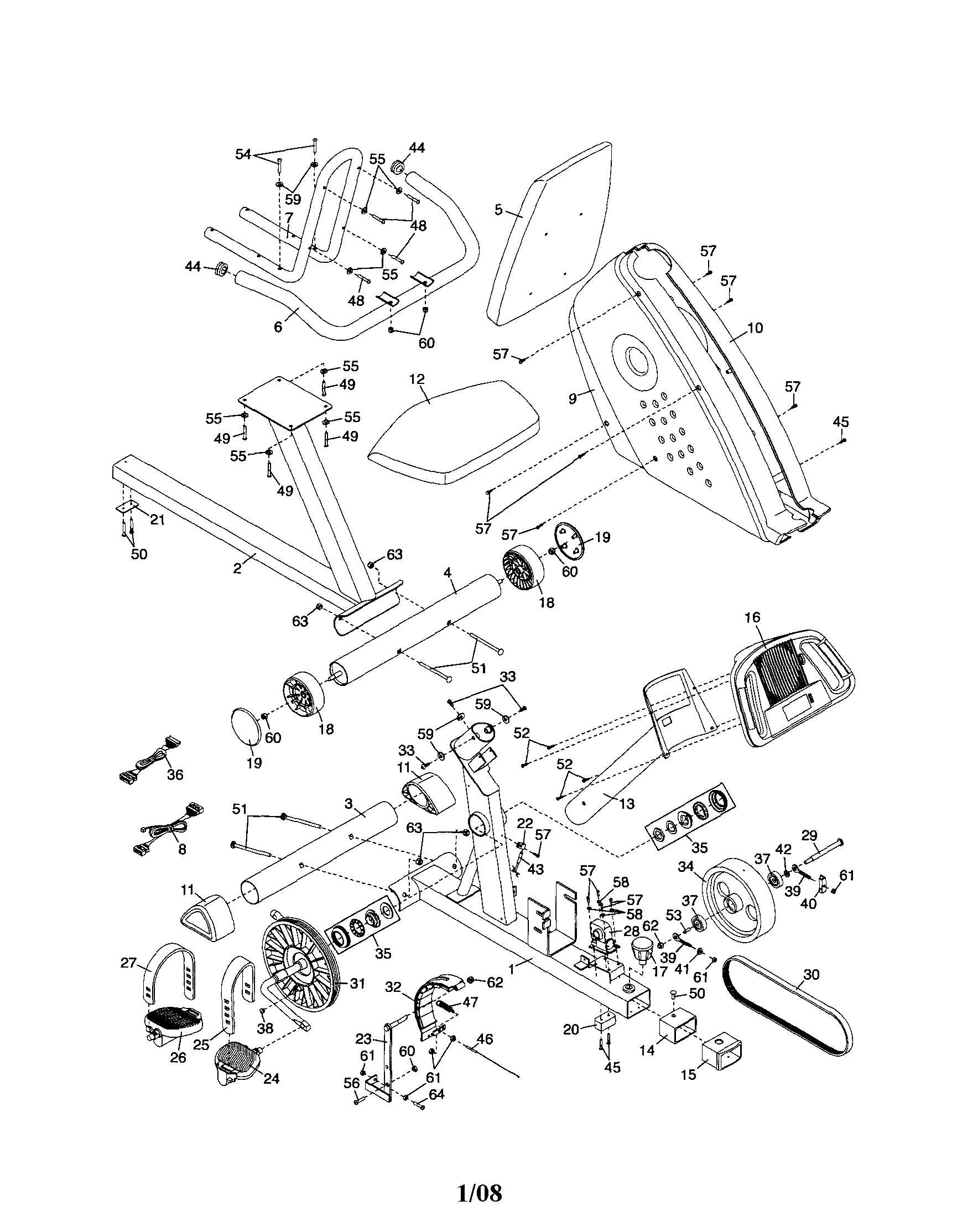 Proform 831215212 exercise bike diagram