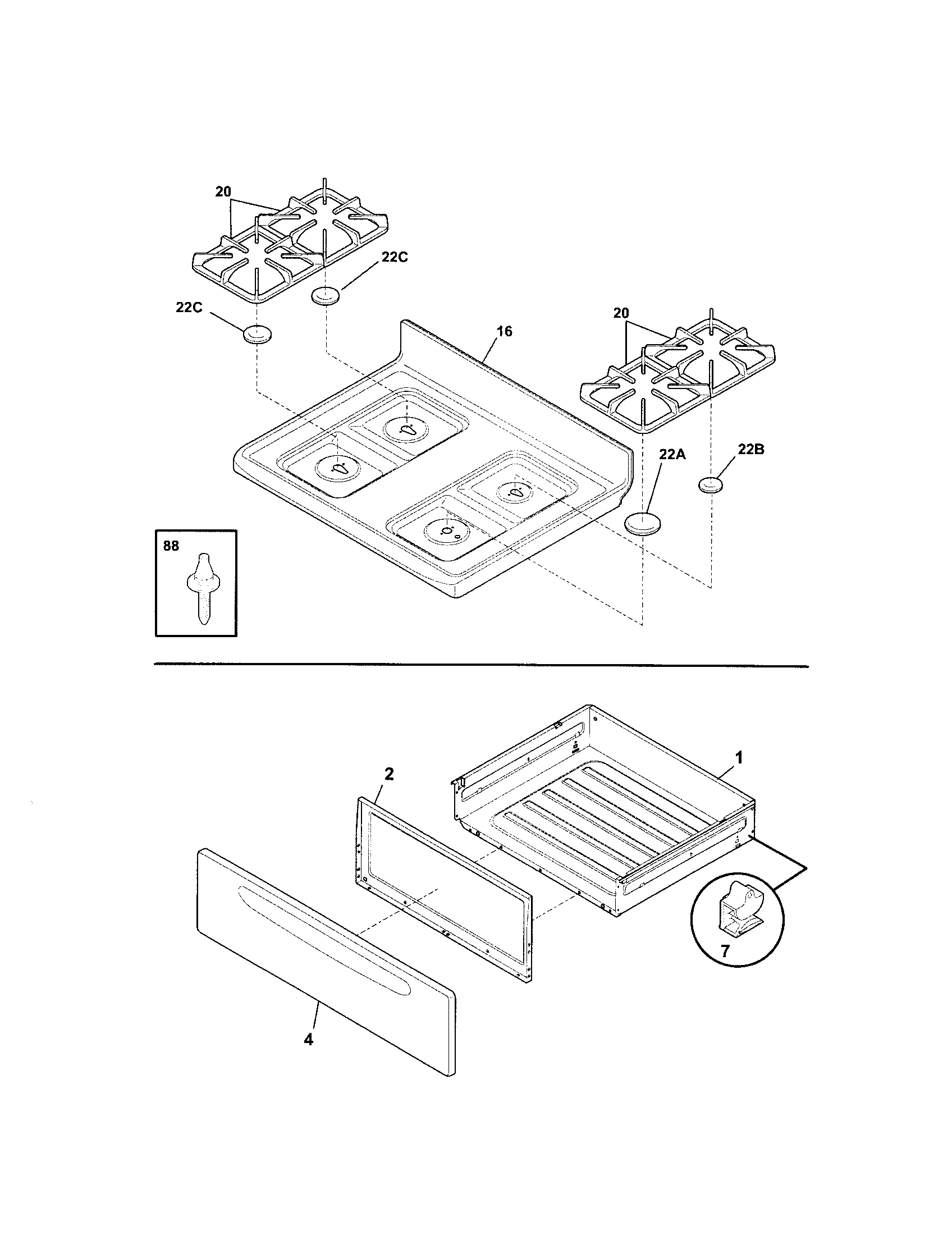 Kenmore 79071342701 top/drawer diagram