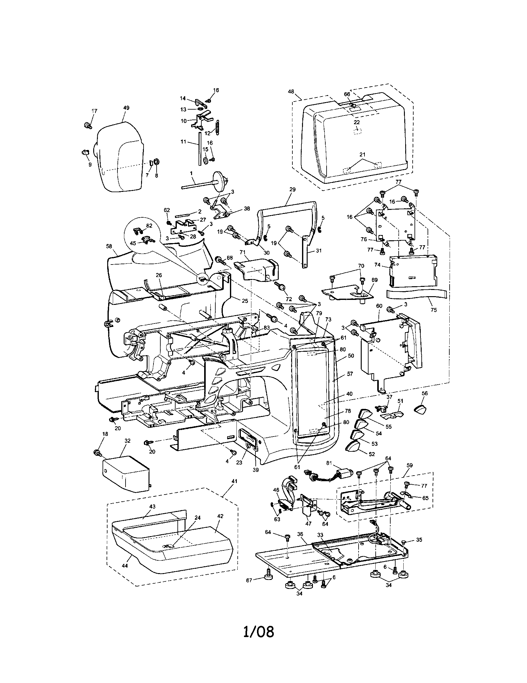 Brother ULT2003D principal parts diagram
