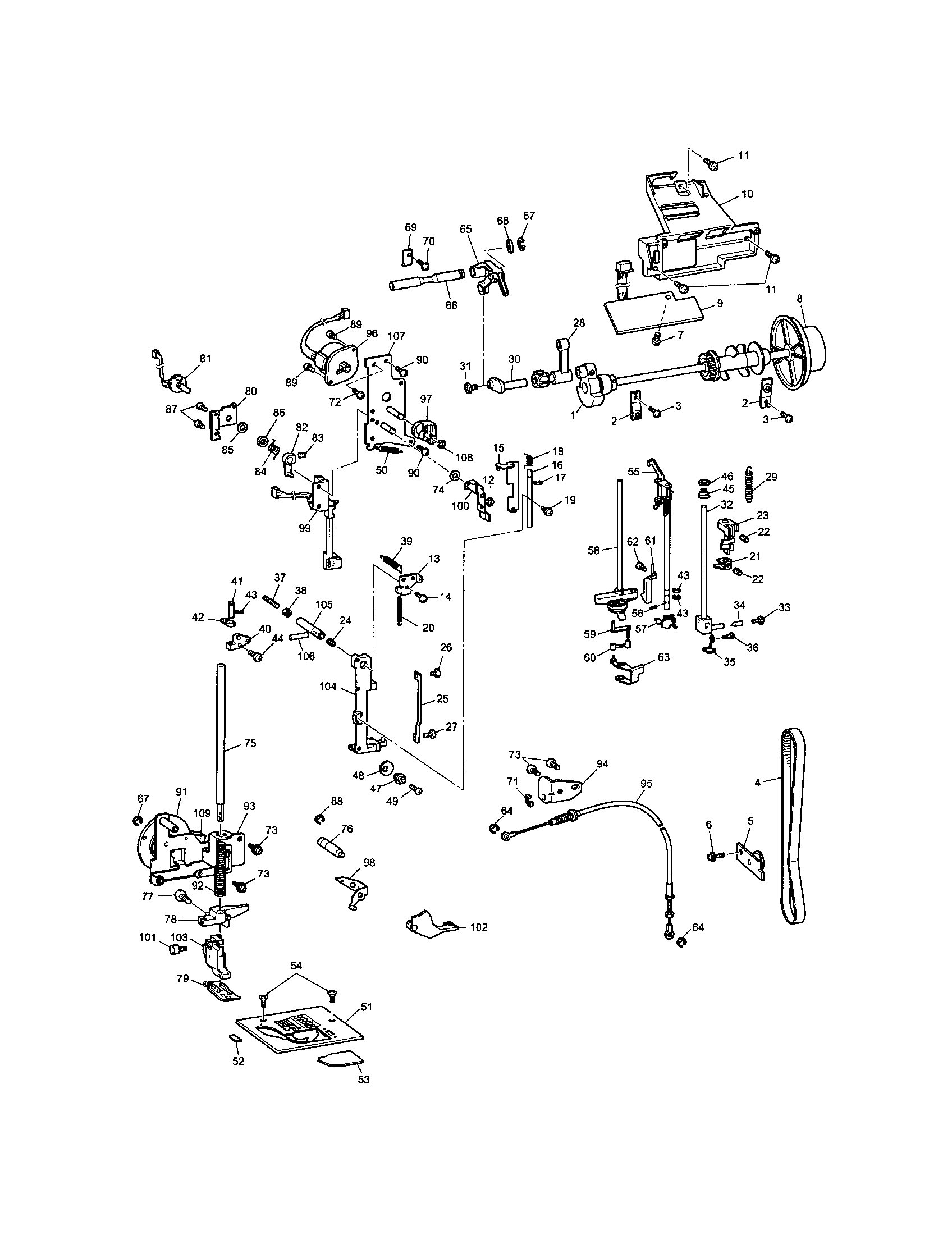 Brother ULT2003D upper shaft/needle bar diagram