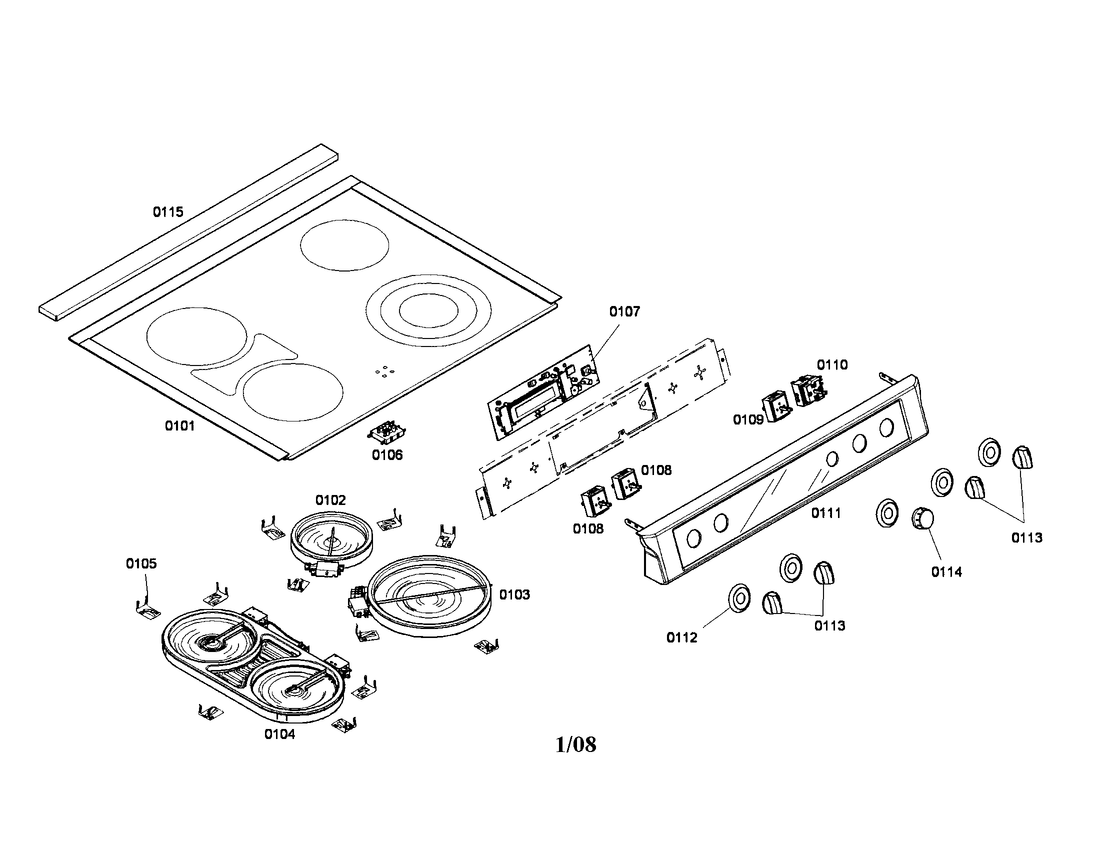 Bosch HEI7032U/01 cooktop diagram