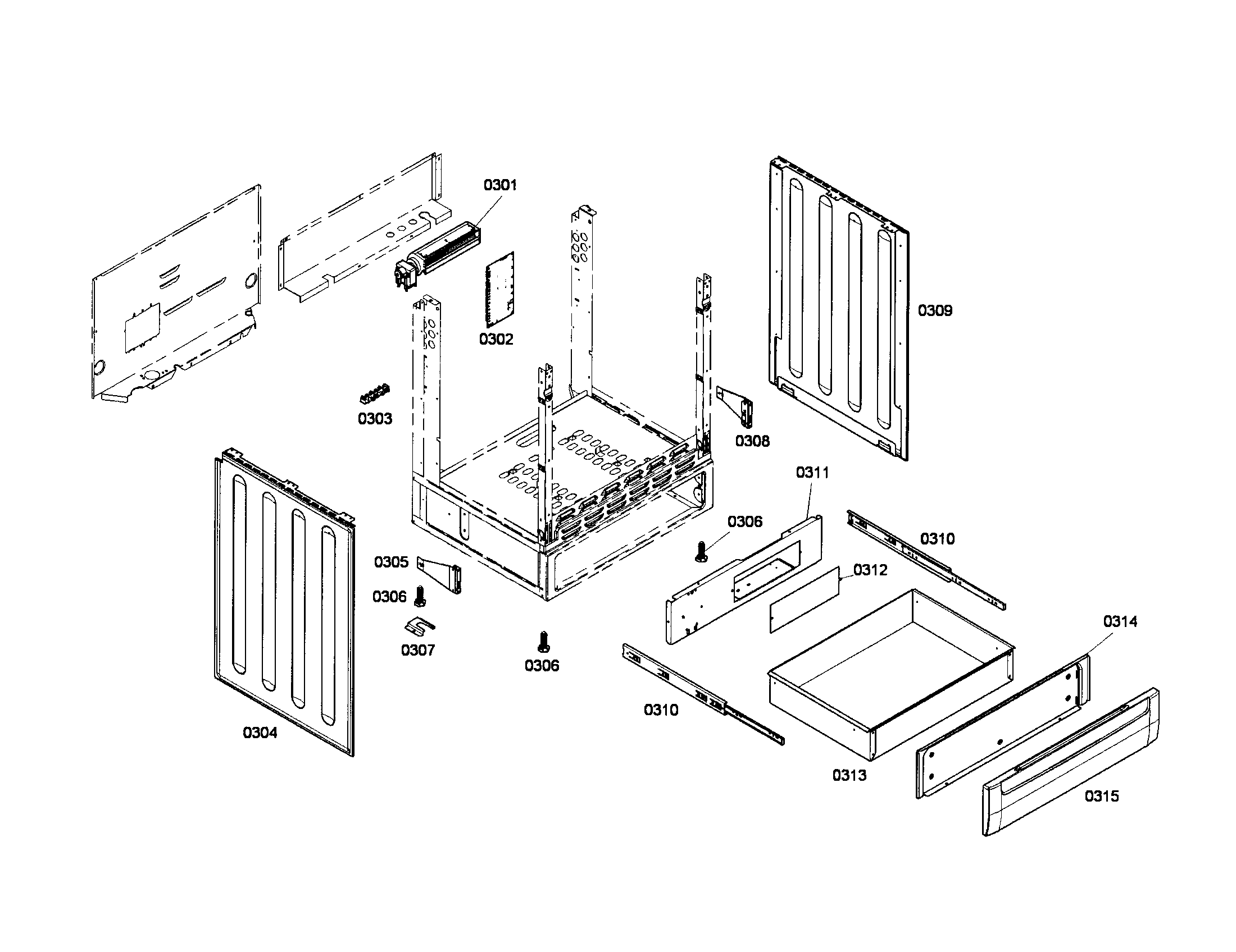 Bosch HEI7032U/03 drawer diagram