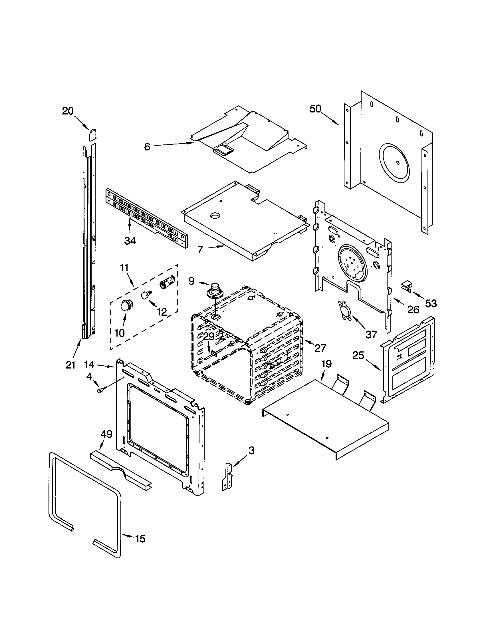 Whirlpool GBD307PDT2 upper oven diagram