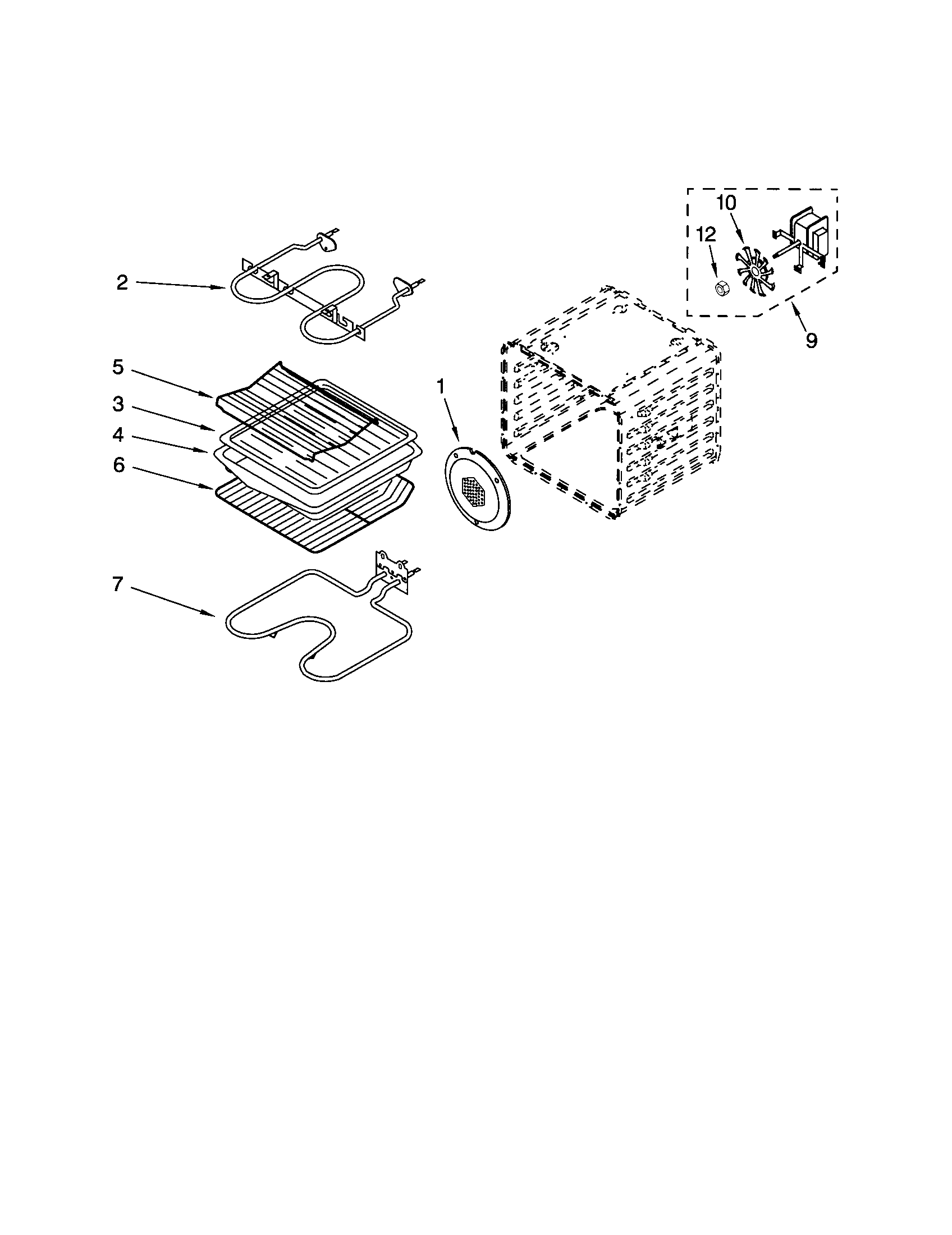 Whirlpool GBD307PDT2 internal oven diagram