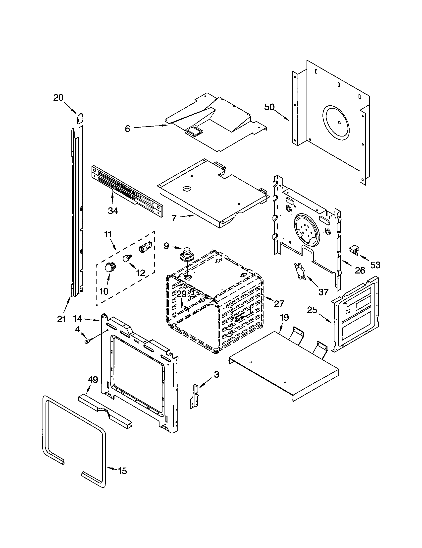 Whirlpool GBD307PDS1 upper oven diagram