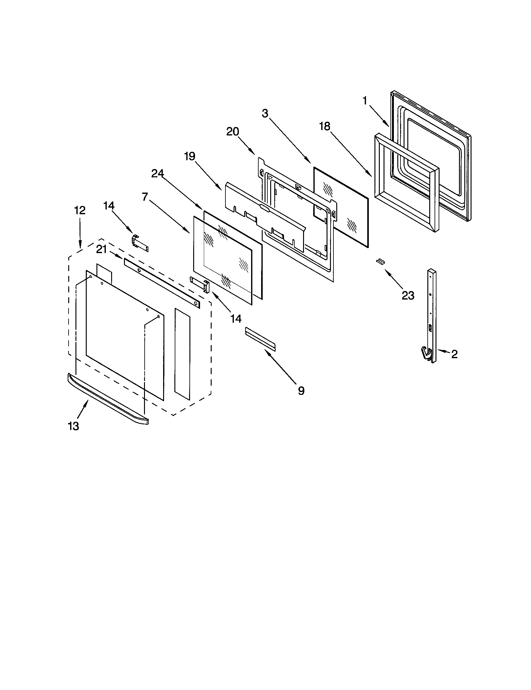 Whirlpool GBD307PDS1 oven door diagram