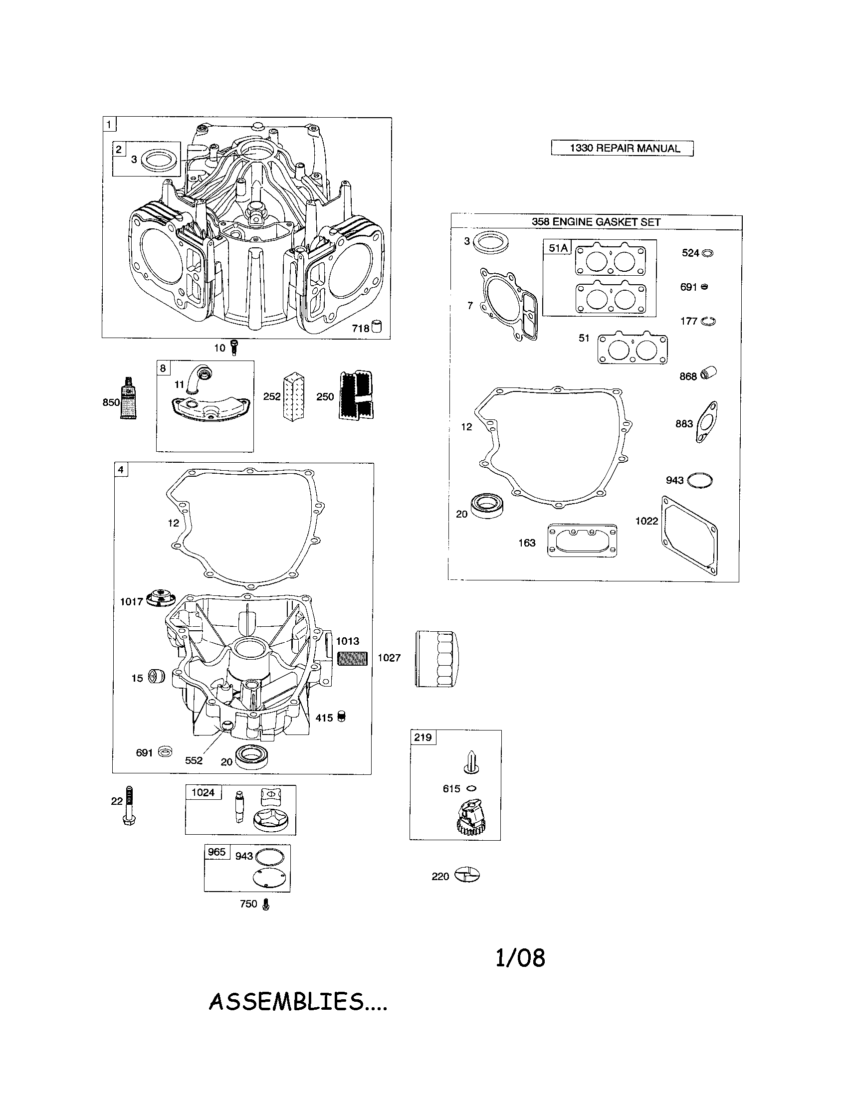 Snapper LT23460 cylinder/sump diagram