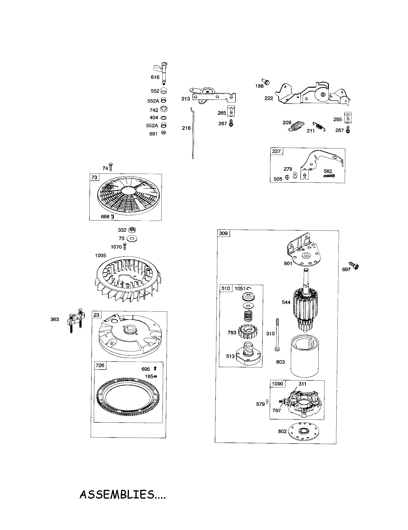 Snapper LT23460 motor-starter/flywheel diagram