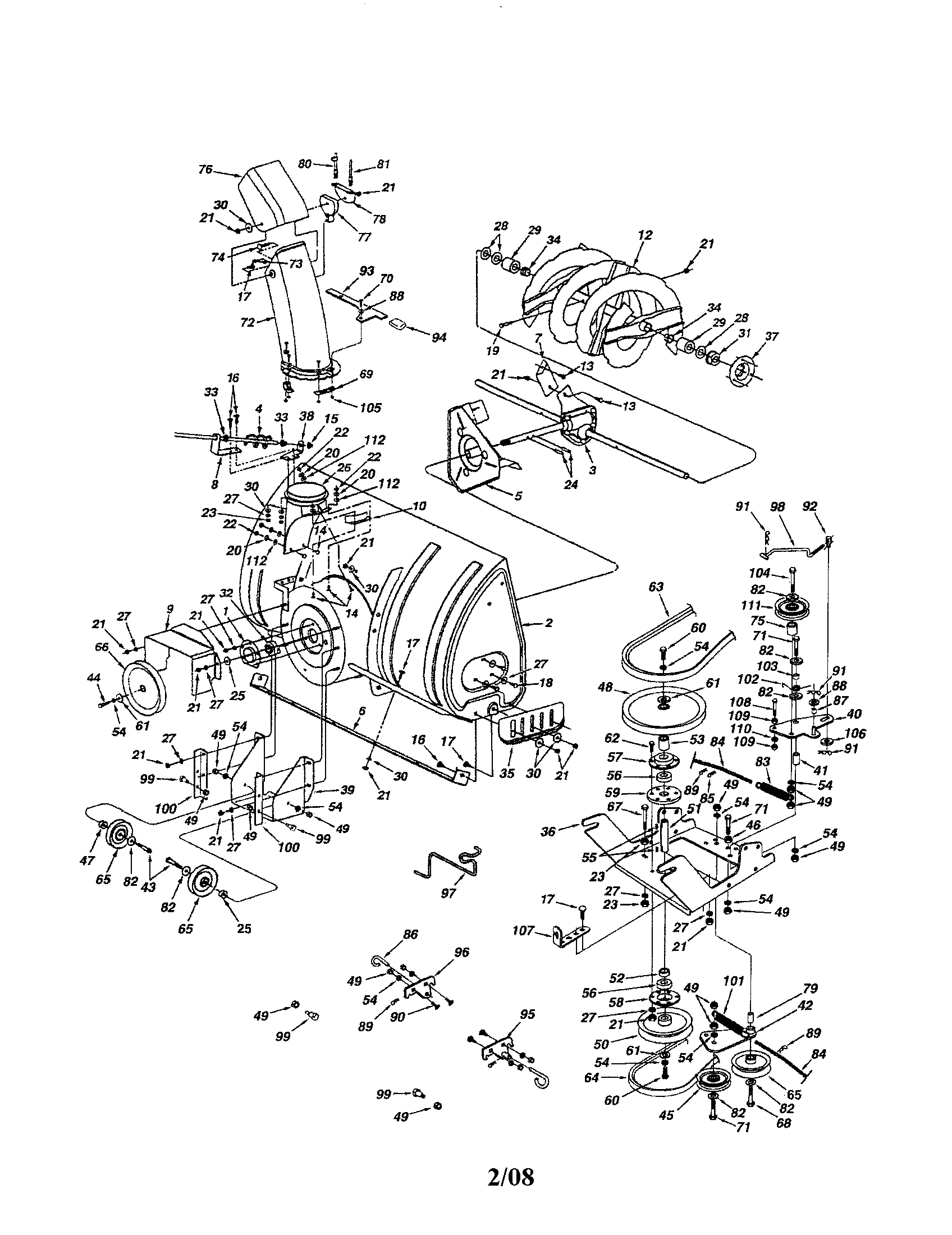 Craftsman 486248392 spiral/housing/gear diagram