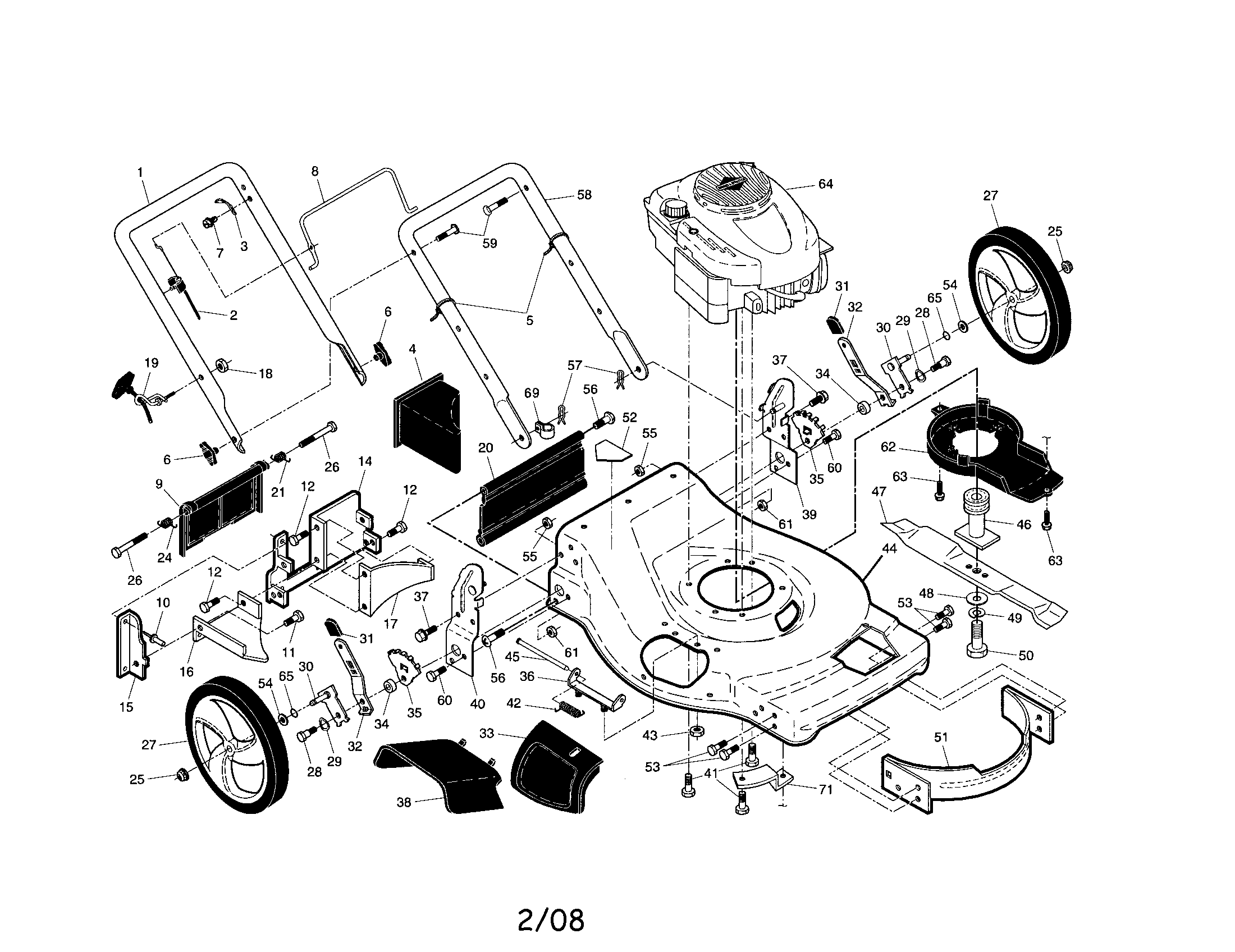 Craftsman 917376676 handle/engine/housing diagram