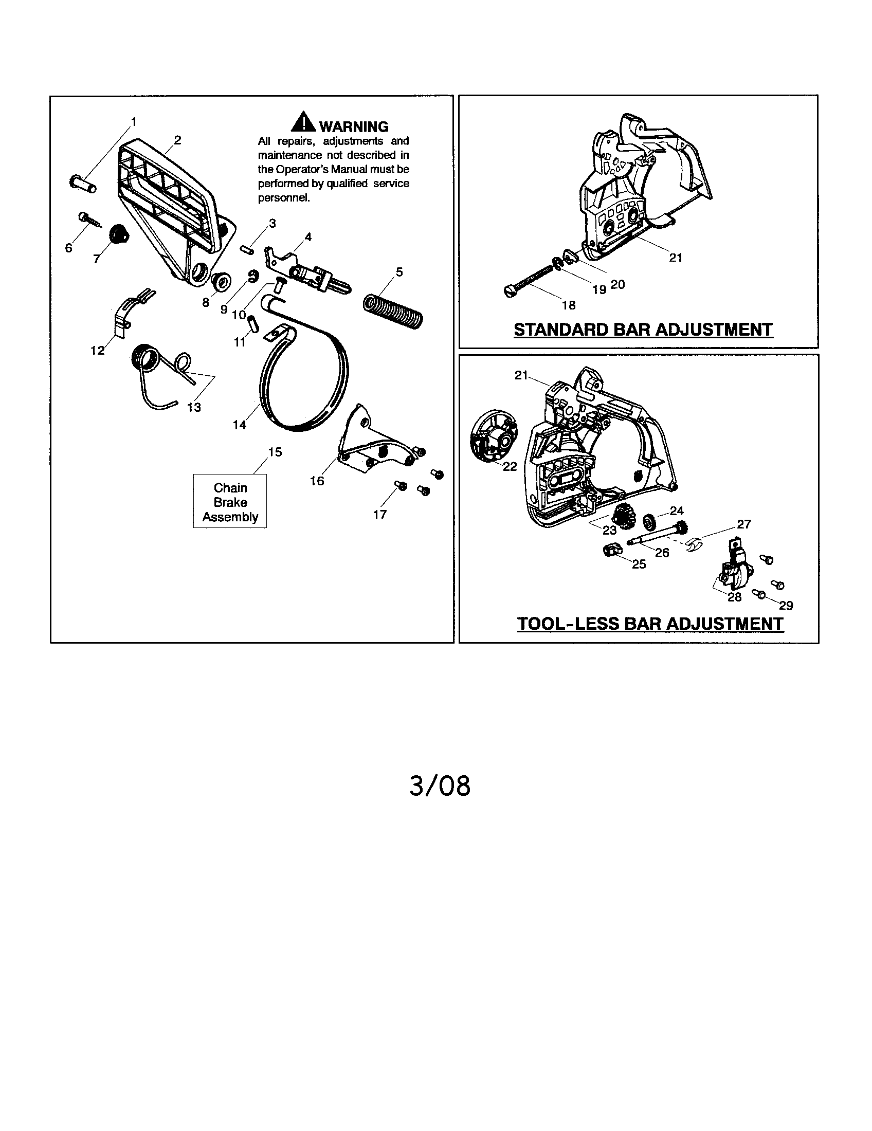 Craftsman 358352660 lever link/chain brake diagram