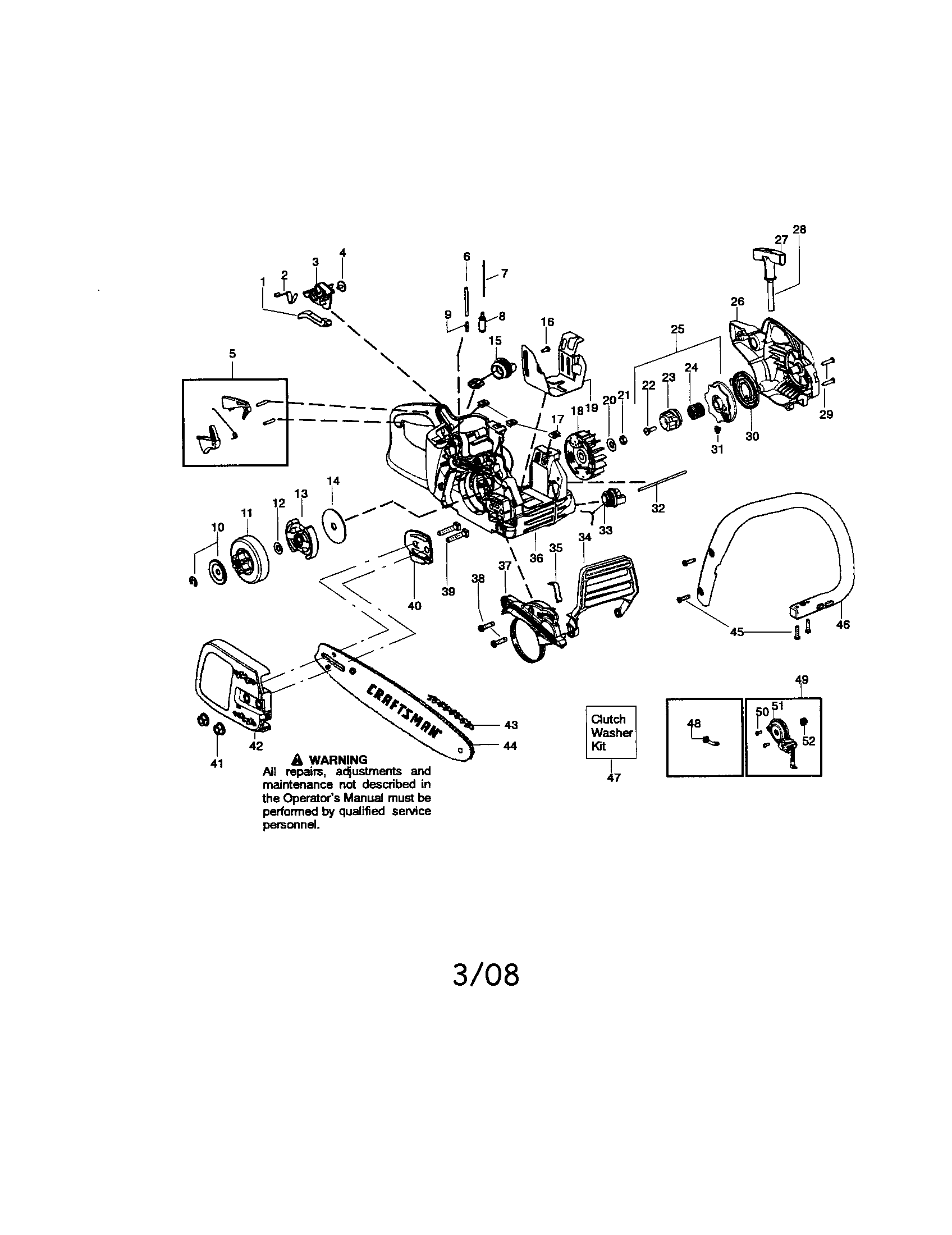 Craftsman 358350671 chassis/chain/bar diagram