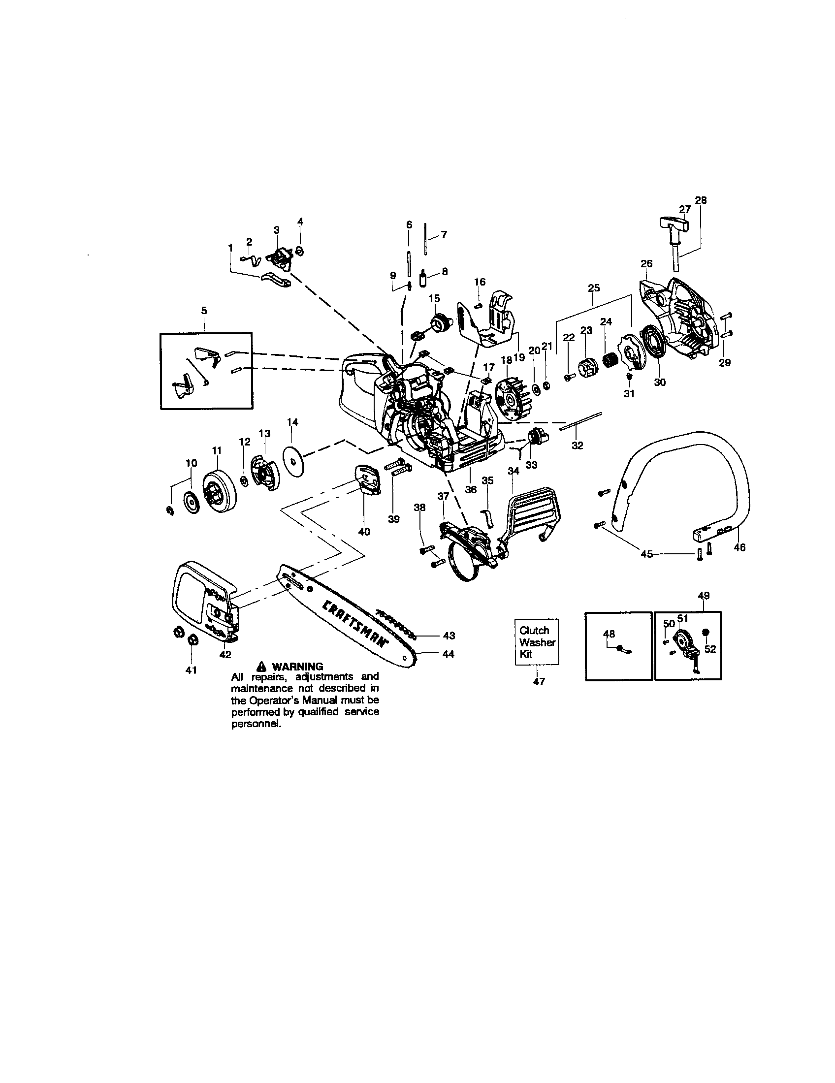 Craftsman 358360381 chassis/bar/chain diagram