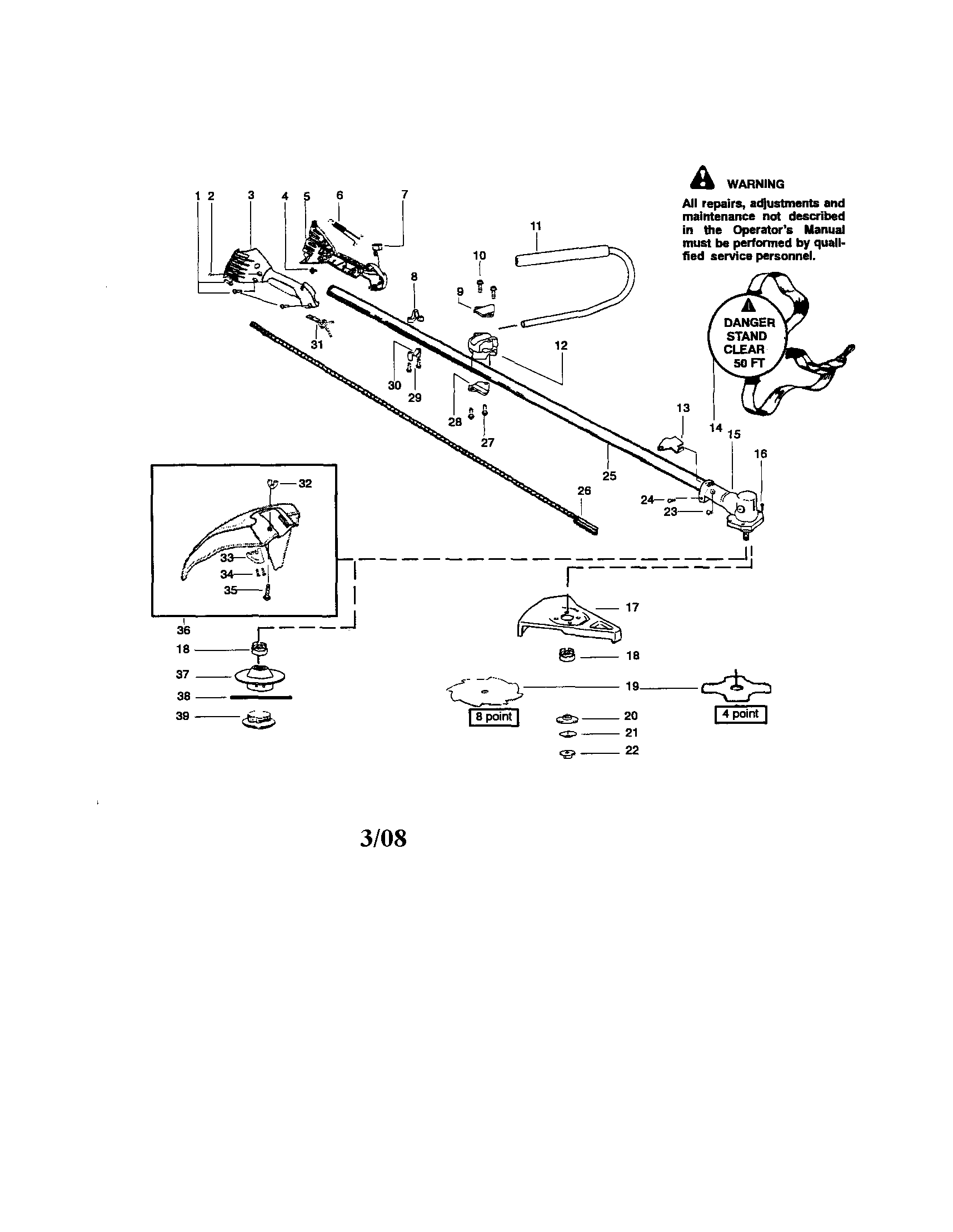 Craftsman 358795800 throttle/gear box/blade diagram