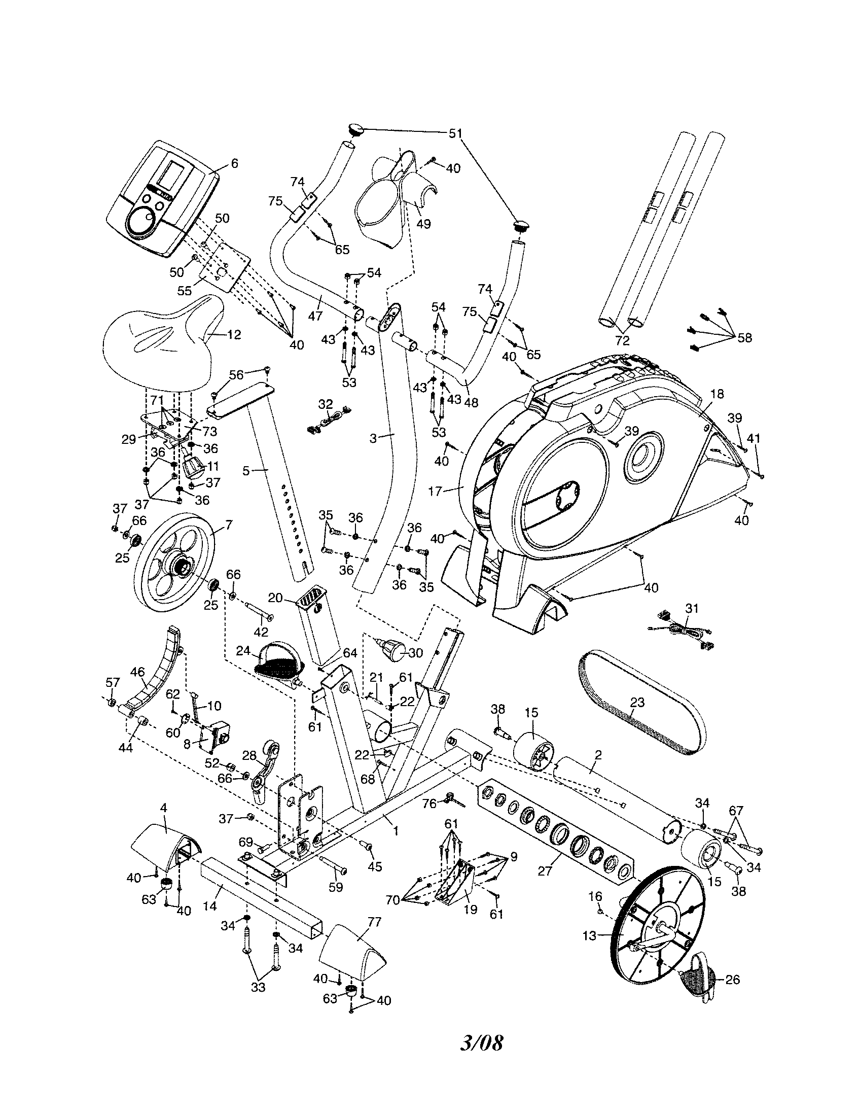 Proform 831217410 exercise bike diagram