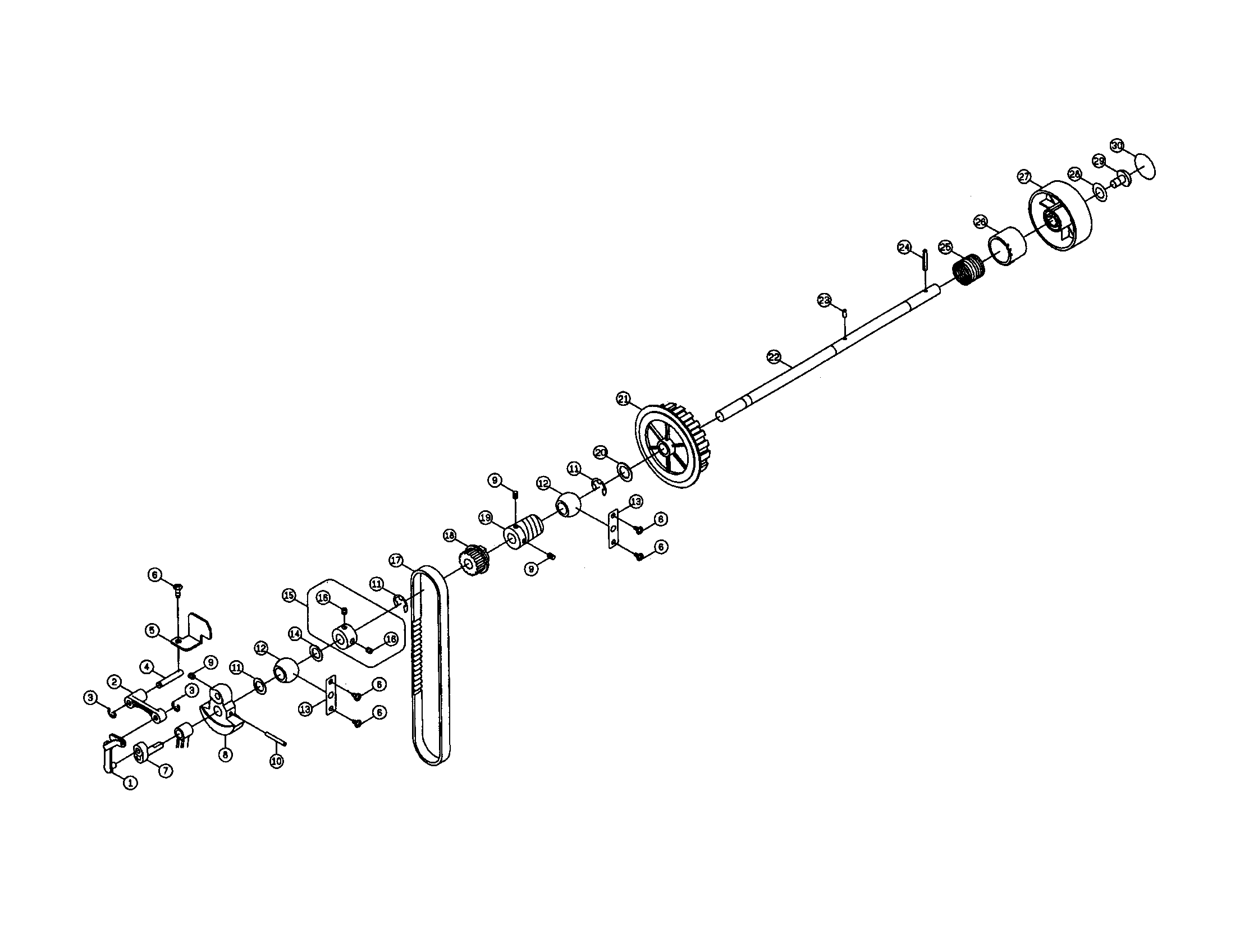 Singer 3810 motor drive belt/arm shaft diagram