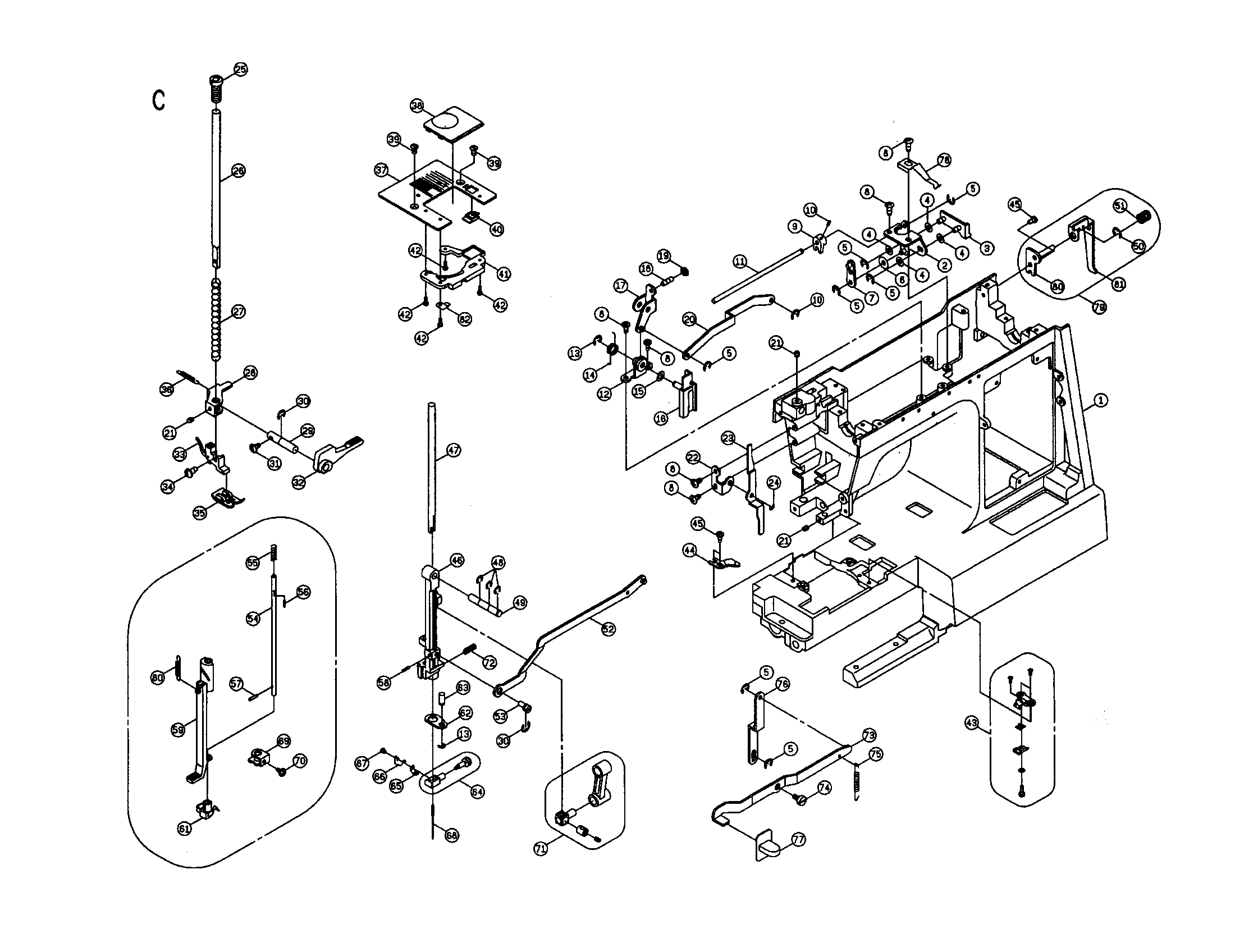 Singer 3810 arm/needle plate diagram