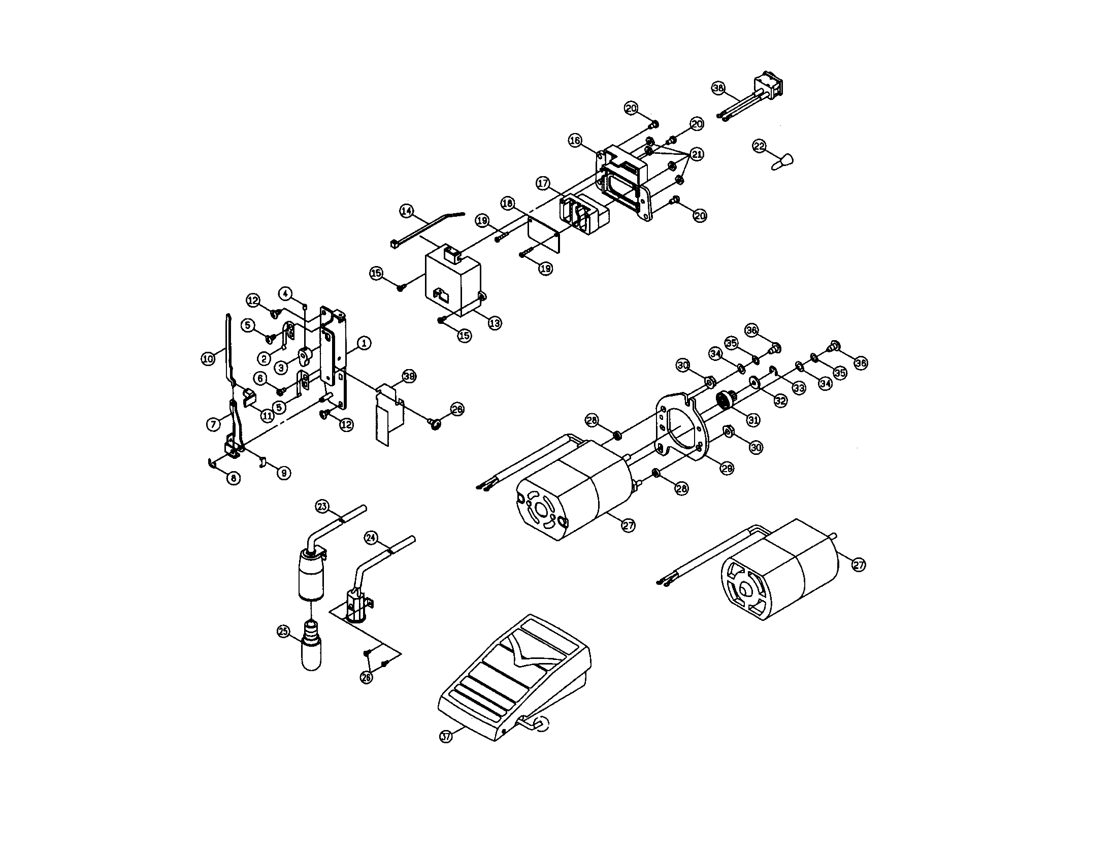 Singer 3810 motor/foot controller diagram