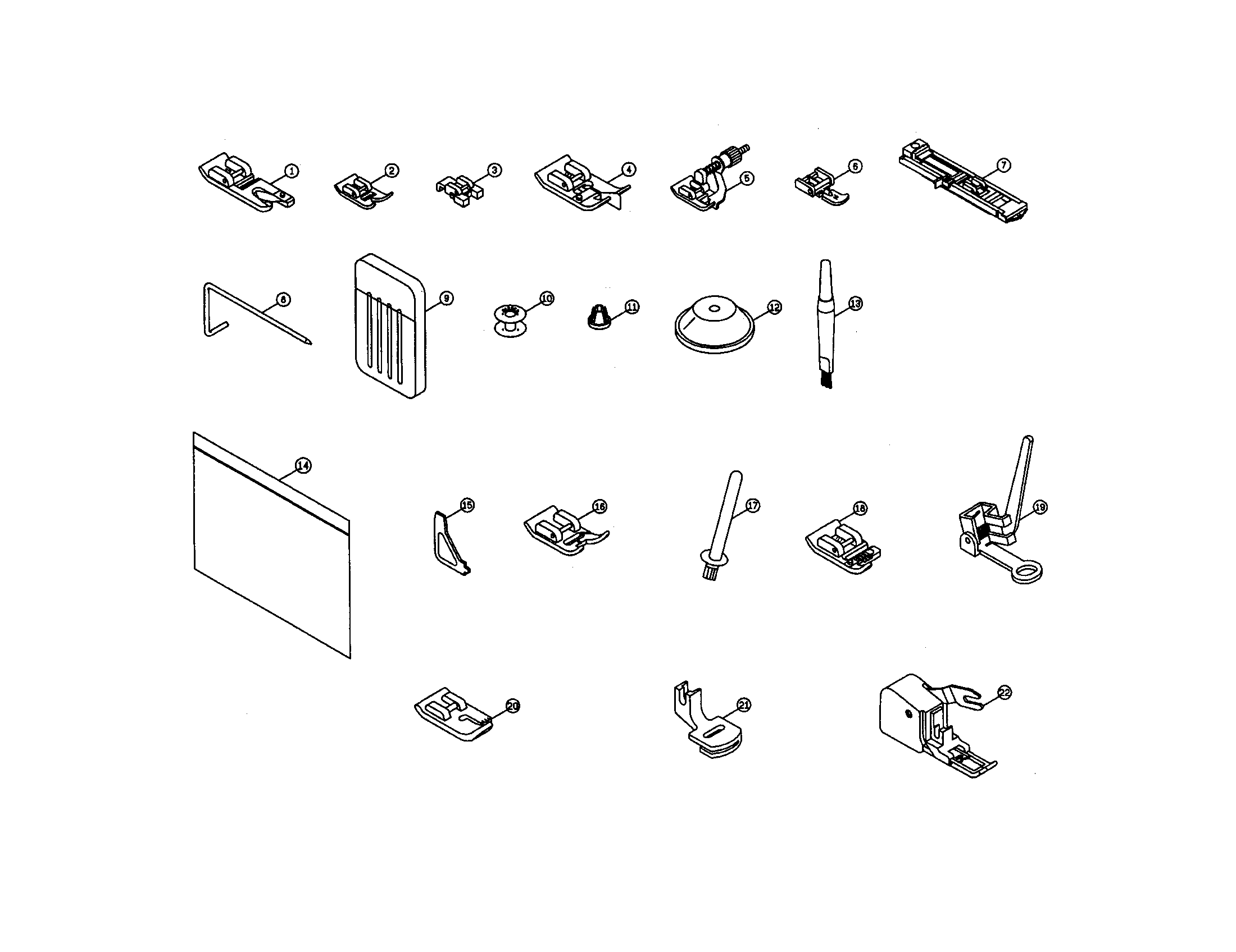 Singer 3810 accessories diagram
