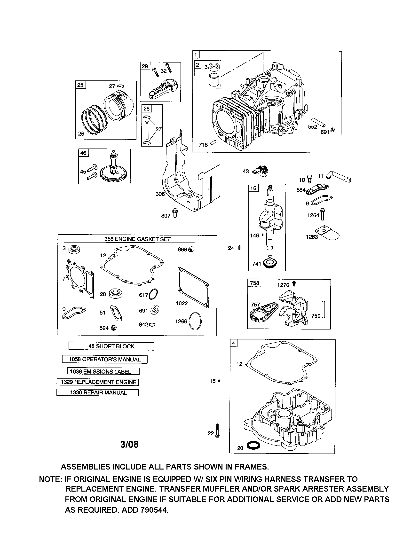 Poulan 96016001800 cylinder/crankshaft/sump diagram