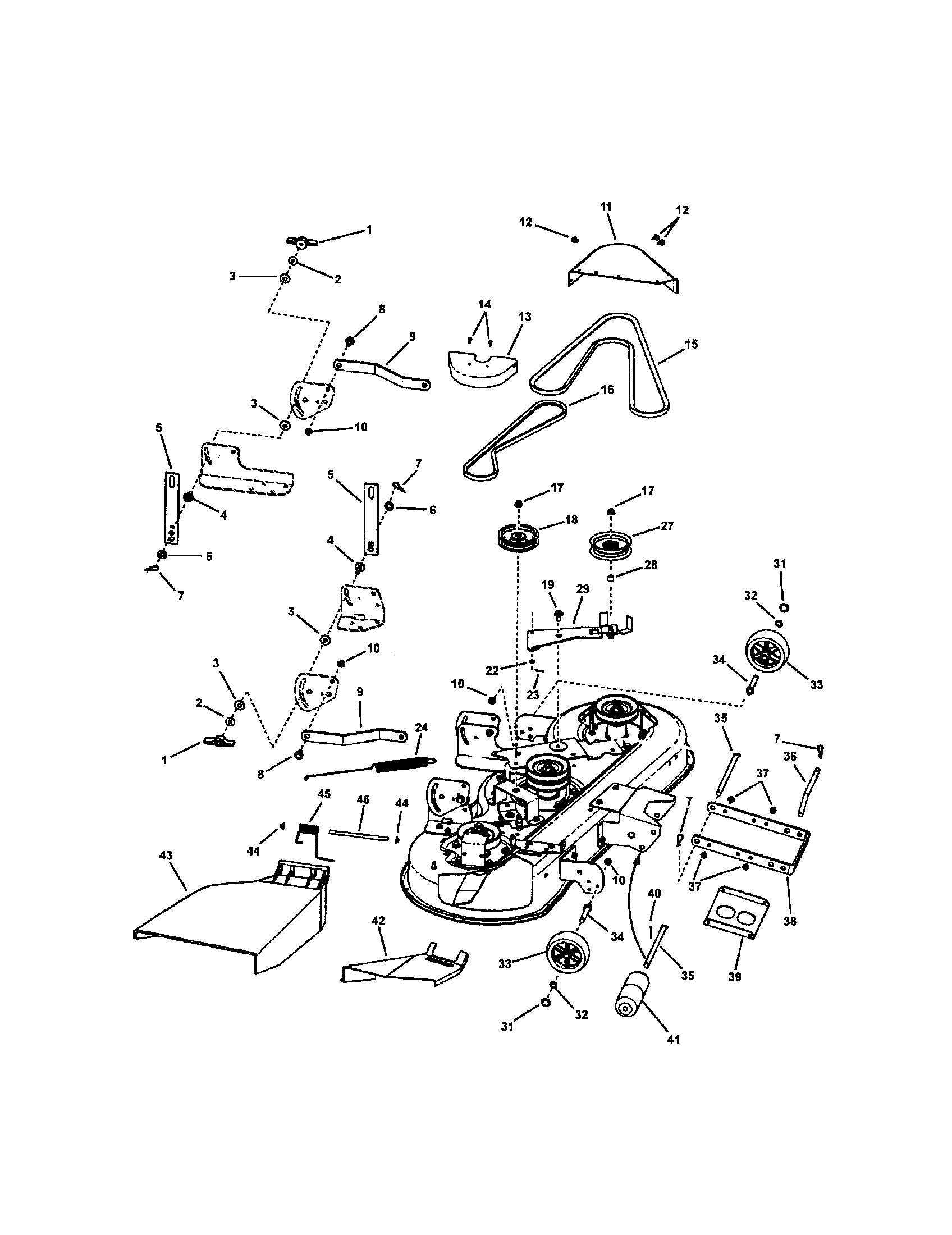 Snapper LT23460 46" mower deck diagram