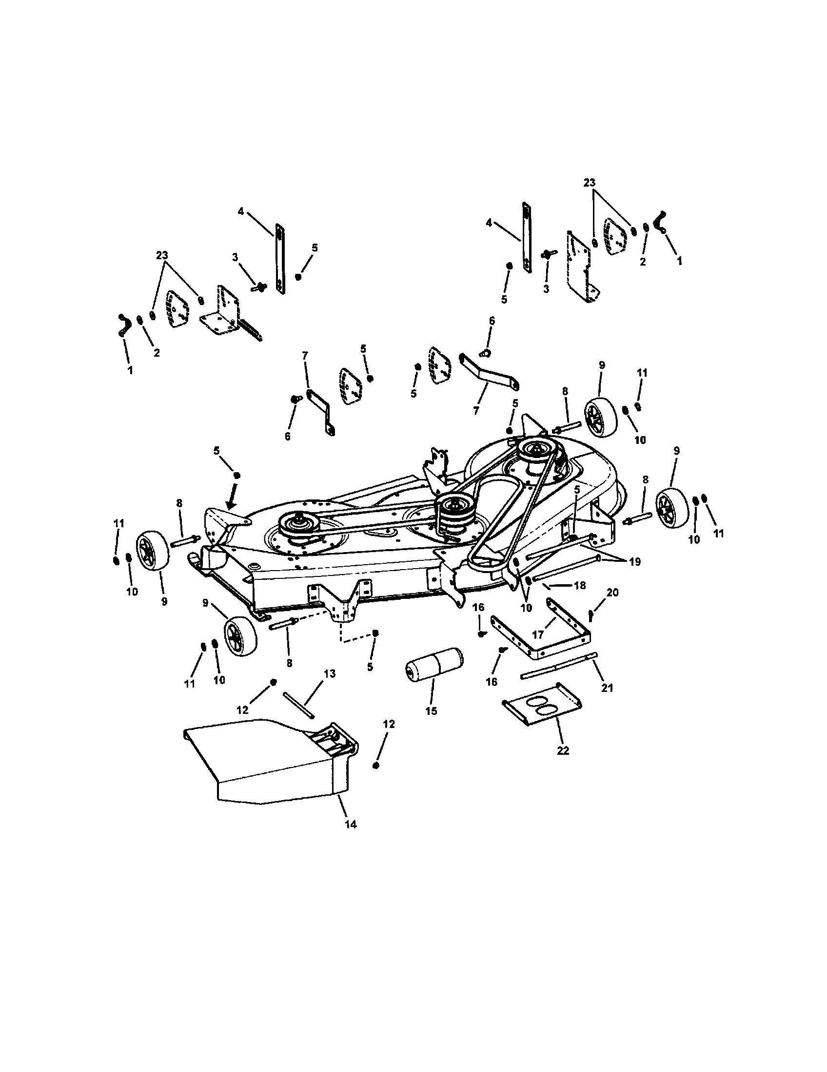 Snapper LT23460 52" deck housing suspension diagram